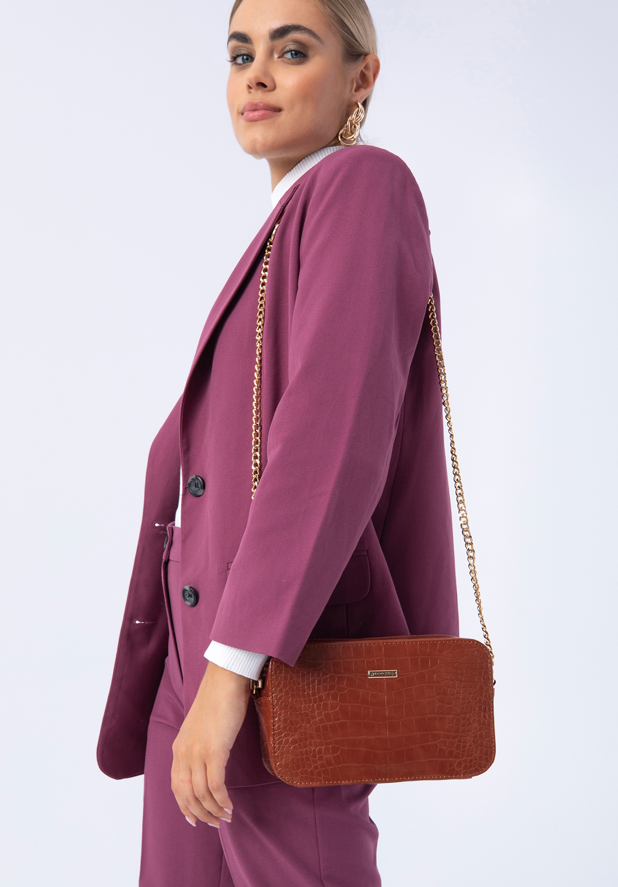 Női krokodil textúrájú öko-bőr crossbody táska