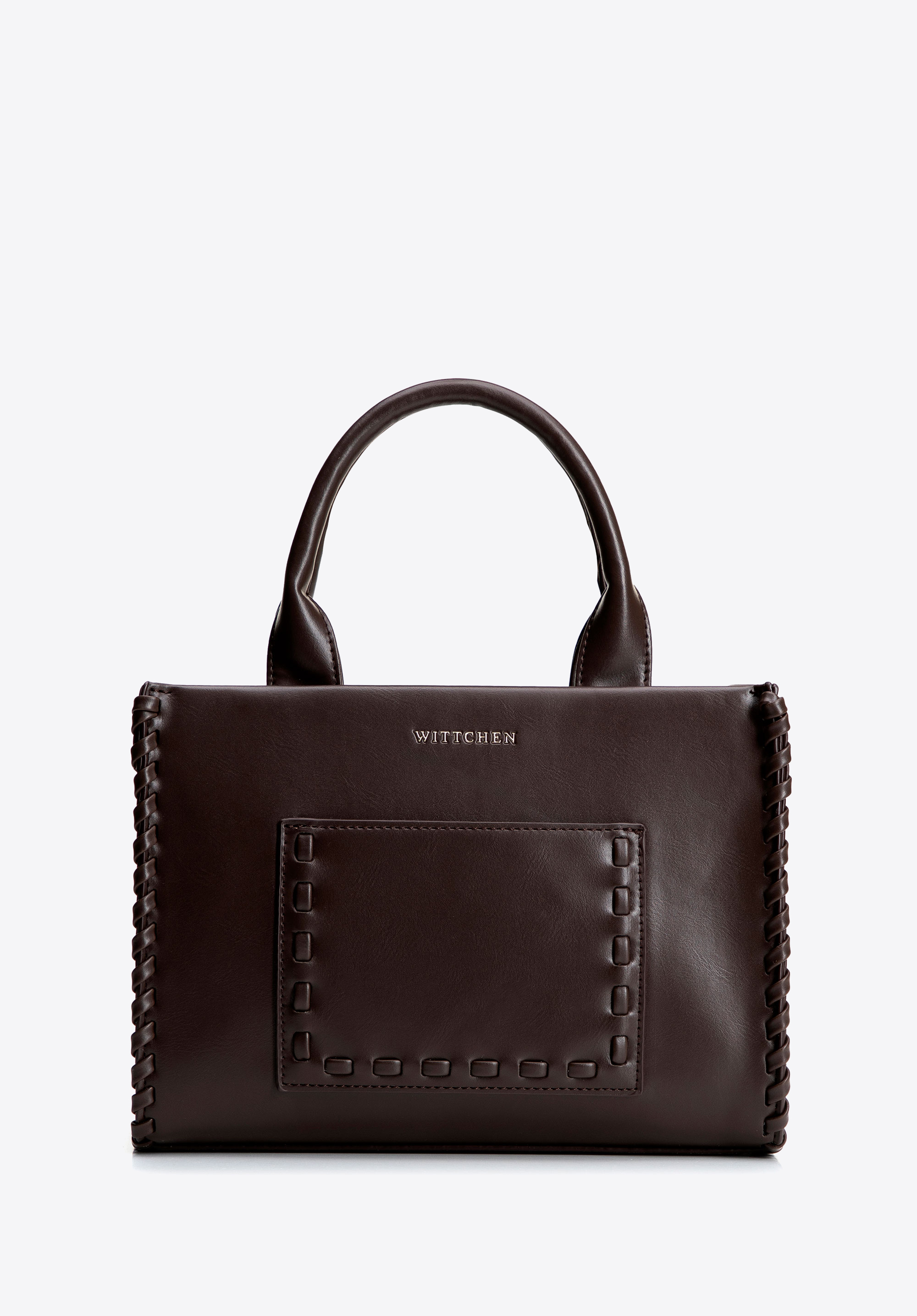 Női műbőr táska díszvarrással, barna, 101-4Y-400-5, Fénykép 1