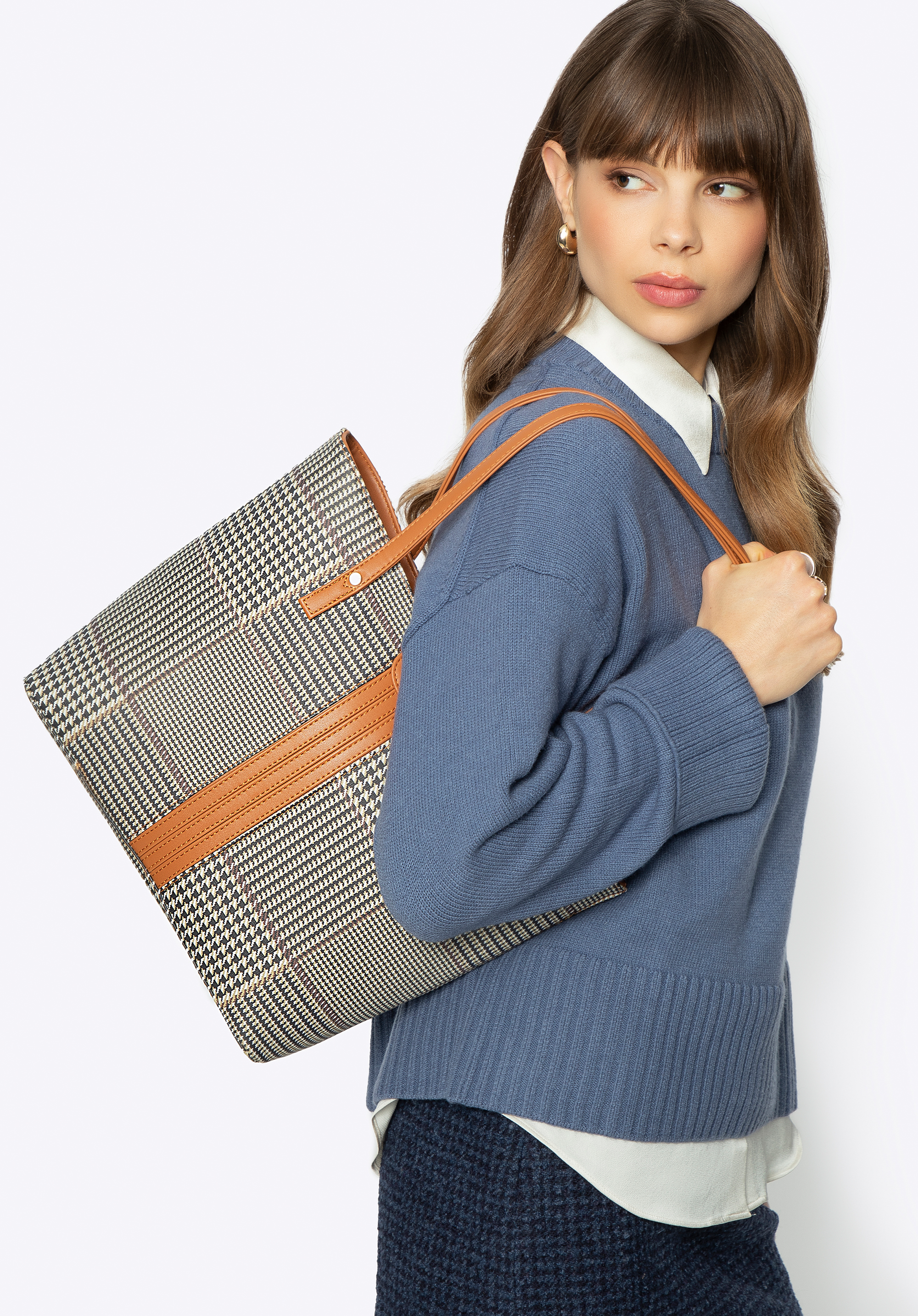 Női kockás műbőr vásárlótáska