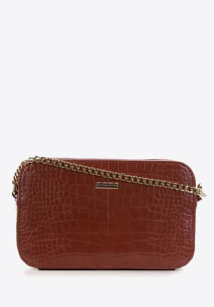 Női krokodil textúrájú öko-bőr crossbody táska, barna, 29-4Y-015-3, Fénykép 1