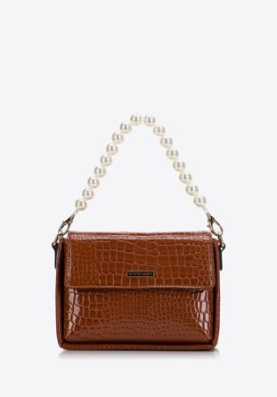 Női mini táska gyöngyös fogantyúval, barna, 97-4Y-763-9, Fénykép 1