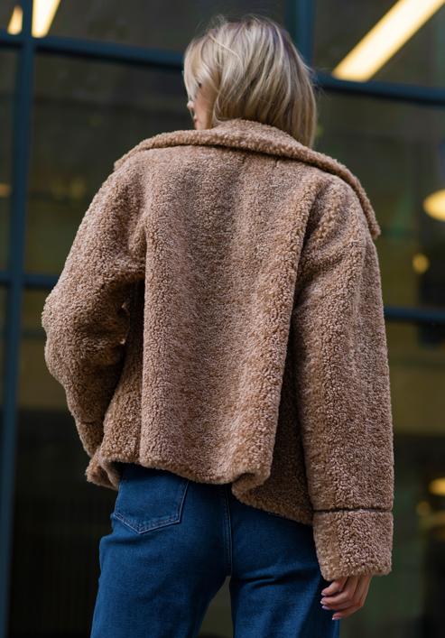 Női műszőrme kabát, barna, 97-9W-002-9-XL, Fénykép 4