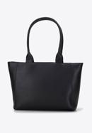 Női ökobőr shopper táska fémes fényű, csíkos előoldallal, fekete, 95-4Y-402-4, Fénykép 2