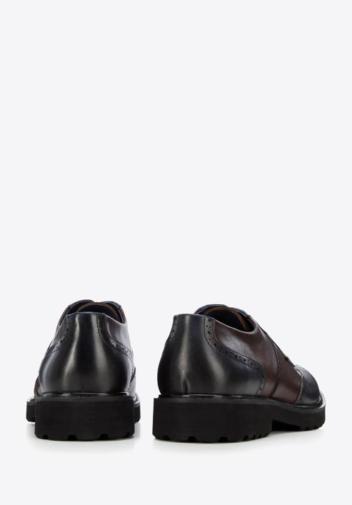 Férfi könnyű talpú brogue cipő kéttónusú bőrből, barna-sötétkék, 96-M-700-4N-41, Fénykép 5
