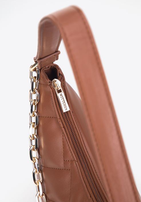 Steppelt női ökobőr táska lánccal díszítve, barna, 95-4Y-411-4, Fénykép 4