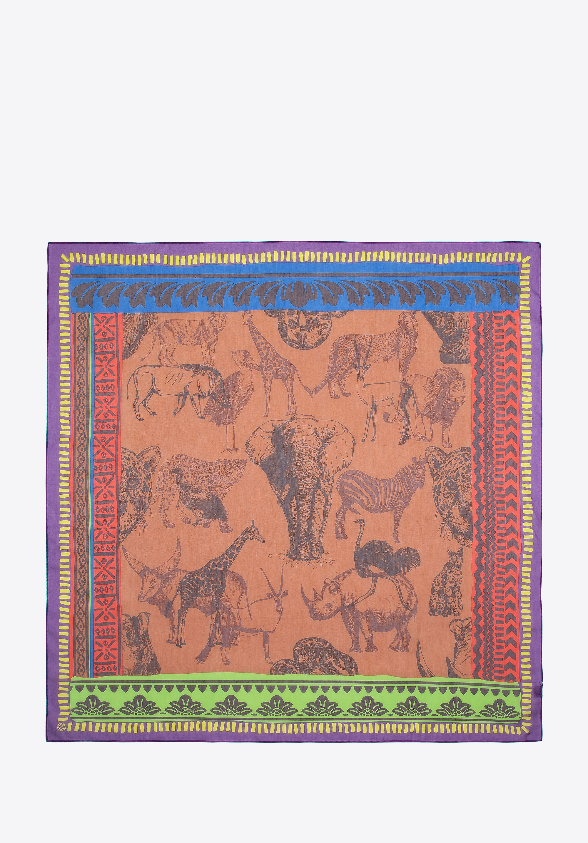 Női mintás selyemkendő, barna-vörös, 98-7D-S96-X7, Fénykép 1