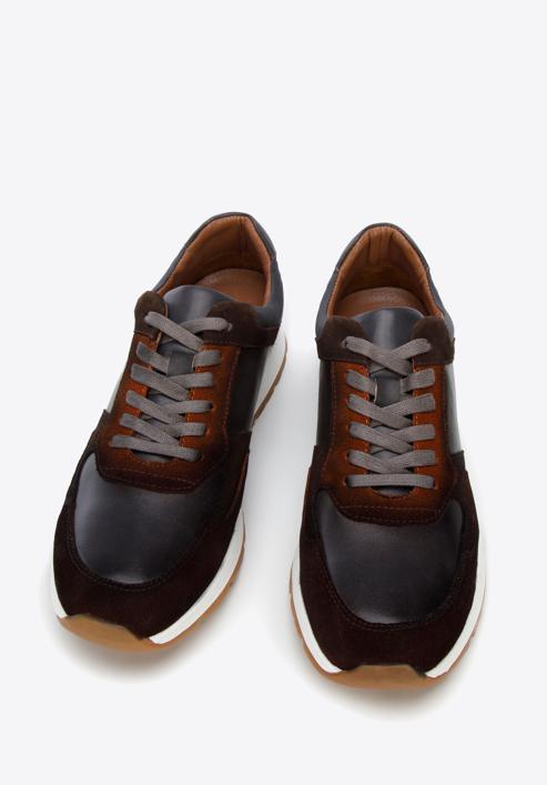 Férfi sneaker cipő kétféle bőrből, barnásszürke, 96-M-711-N-42, Fénykép 3