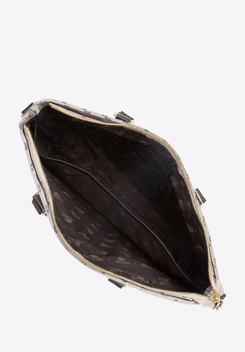 12-Zoll-Laptoptasche für Damen aus Jacquard mit Lederbändern, beige, 95-4-903-9, Bild 3