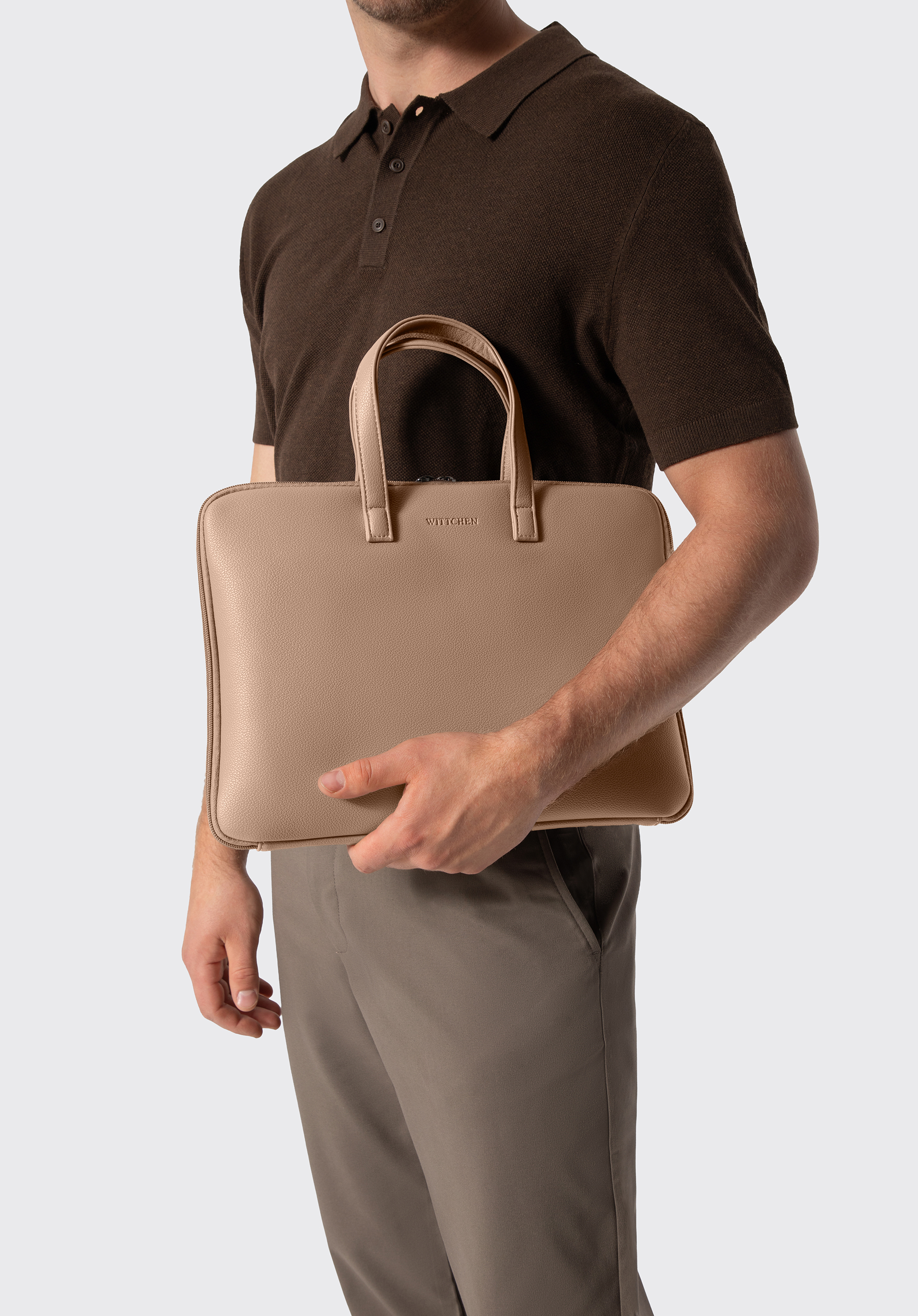 14-Zoll-Laptoptasche für Herren aus Kunstleder, beige, 102-3P-922-9, Bild 1