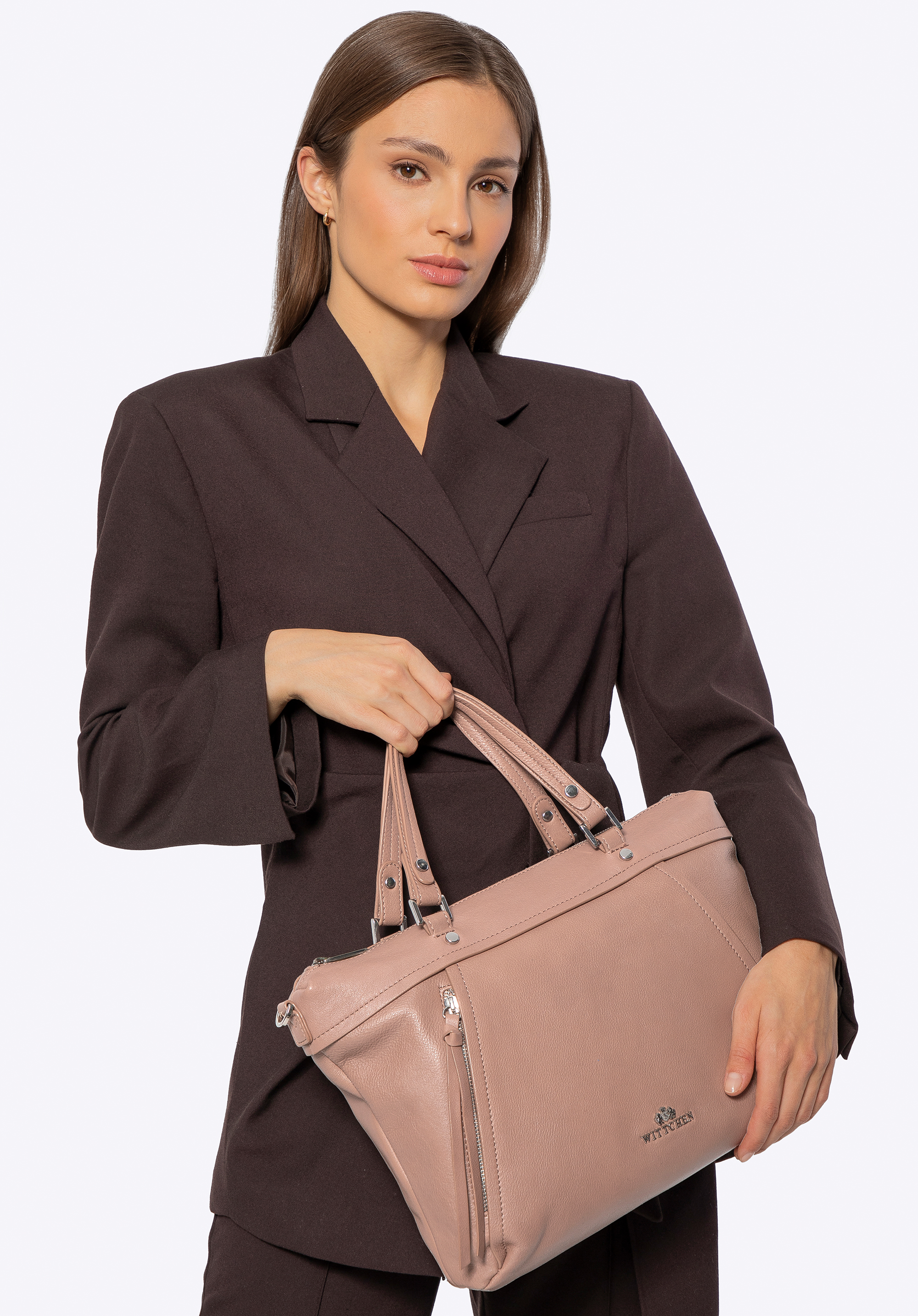 15"-Laptoptasche für Damen aus Leder, beige, 100-4E-803-9, Bild 1