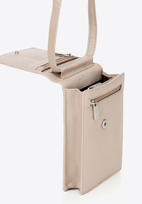 2-in-1-Mini-Crossbody-Tasche aus Leder, beige, 26-2-100-3, Bild 3