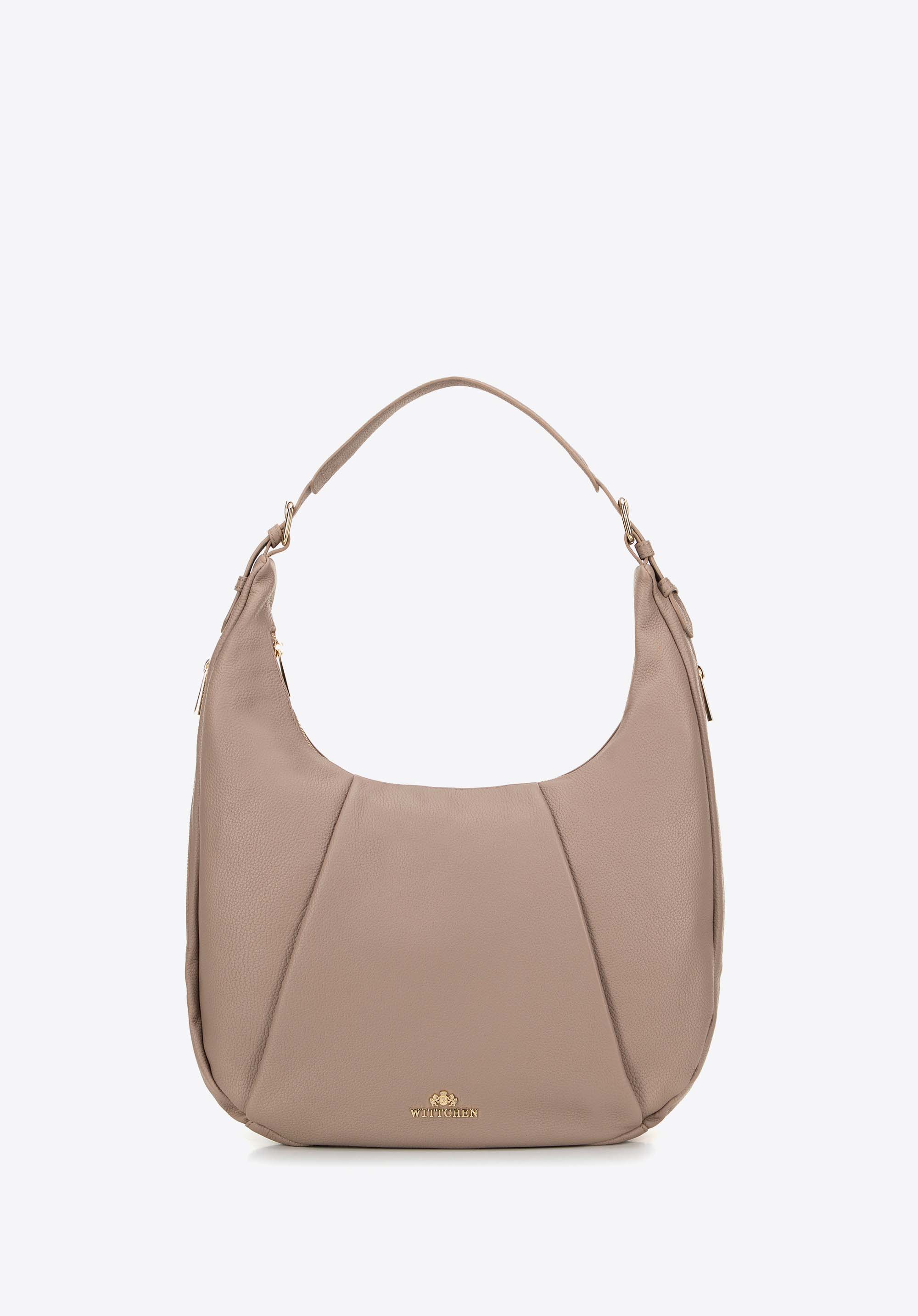 Beuteltasche aus Naturleder für Damen, beige, 99-4E-007-9, Bild 1