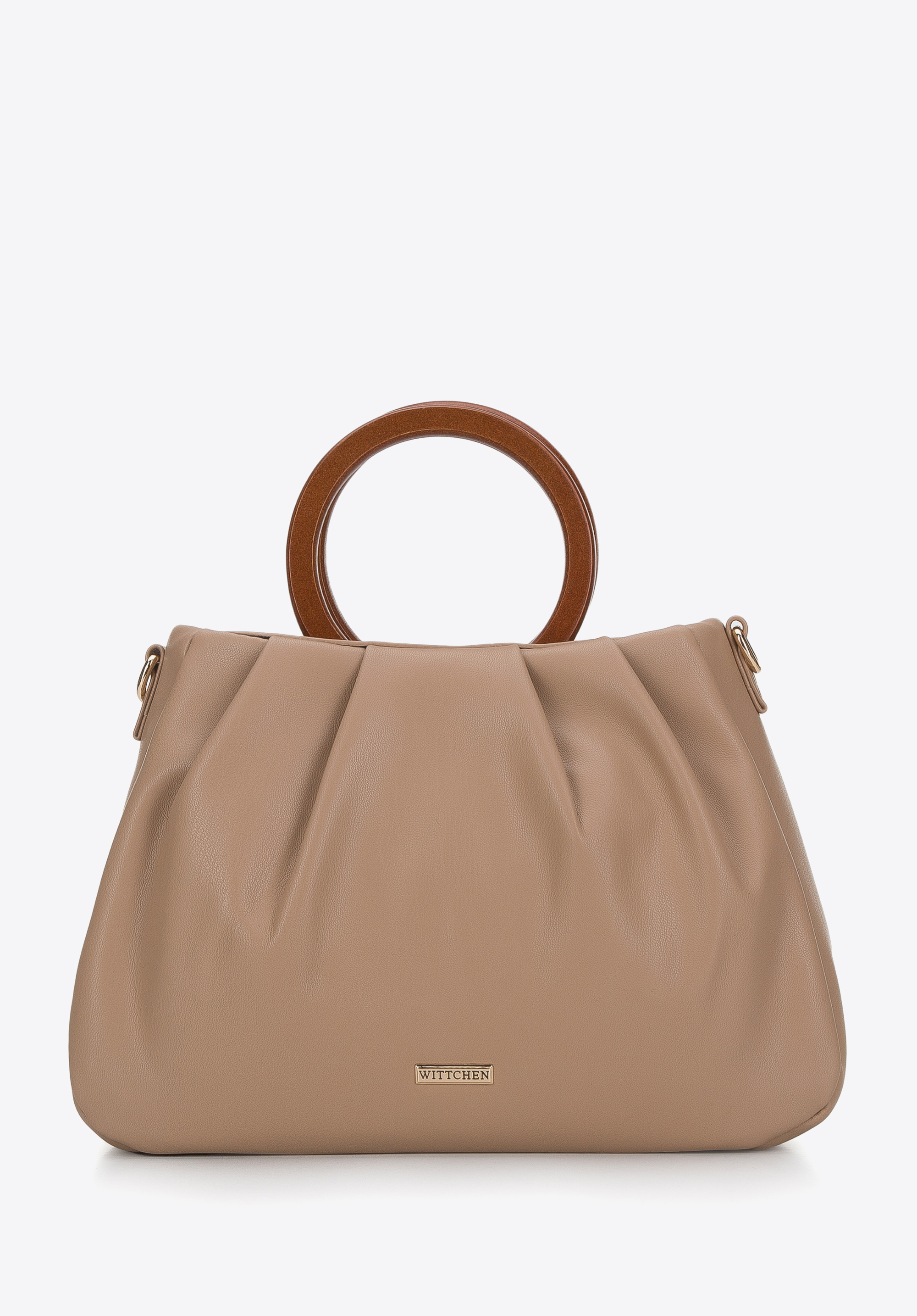Beuteltasche mit Griffen aus Holzimitat