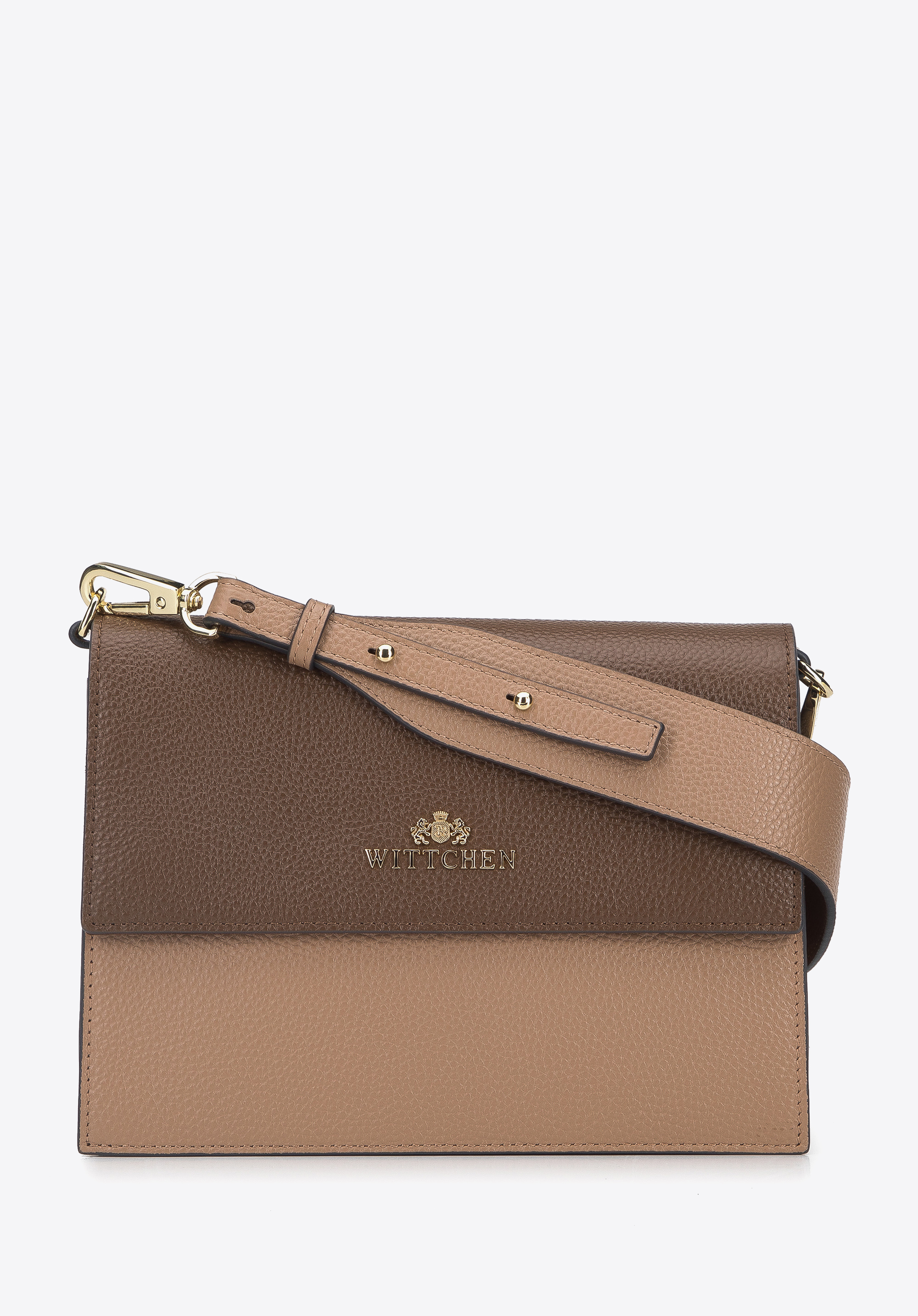 Crossbodytasche aus Leder mit zwei Fächern, beige-braun, 95-4E-607-8, Bild 1