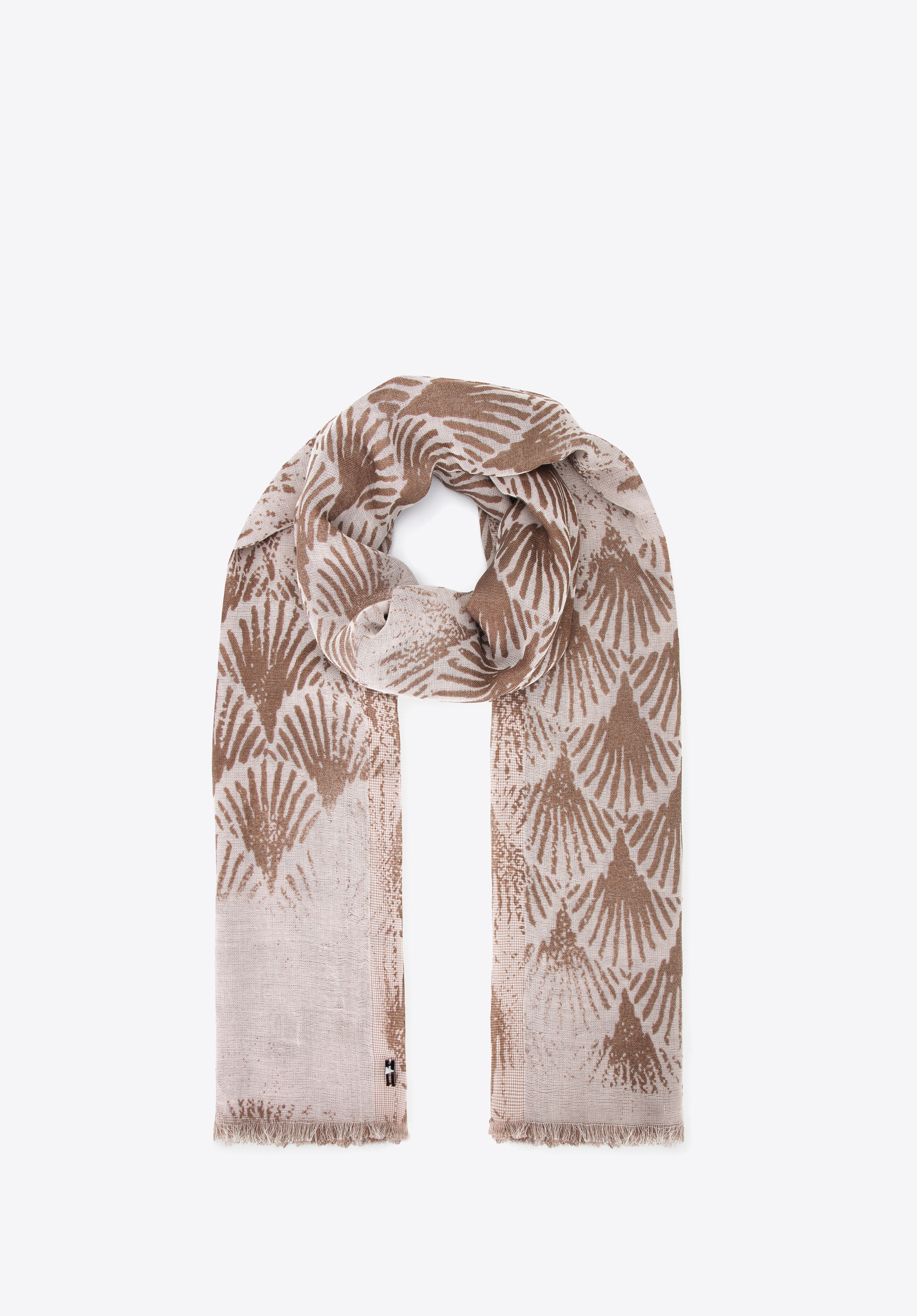 Doppelseitiger Damenschal aus Baumwolle, beige-braun, 95-7D-X02-9, Bild 1