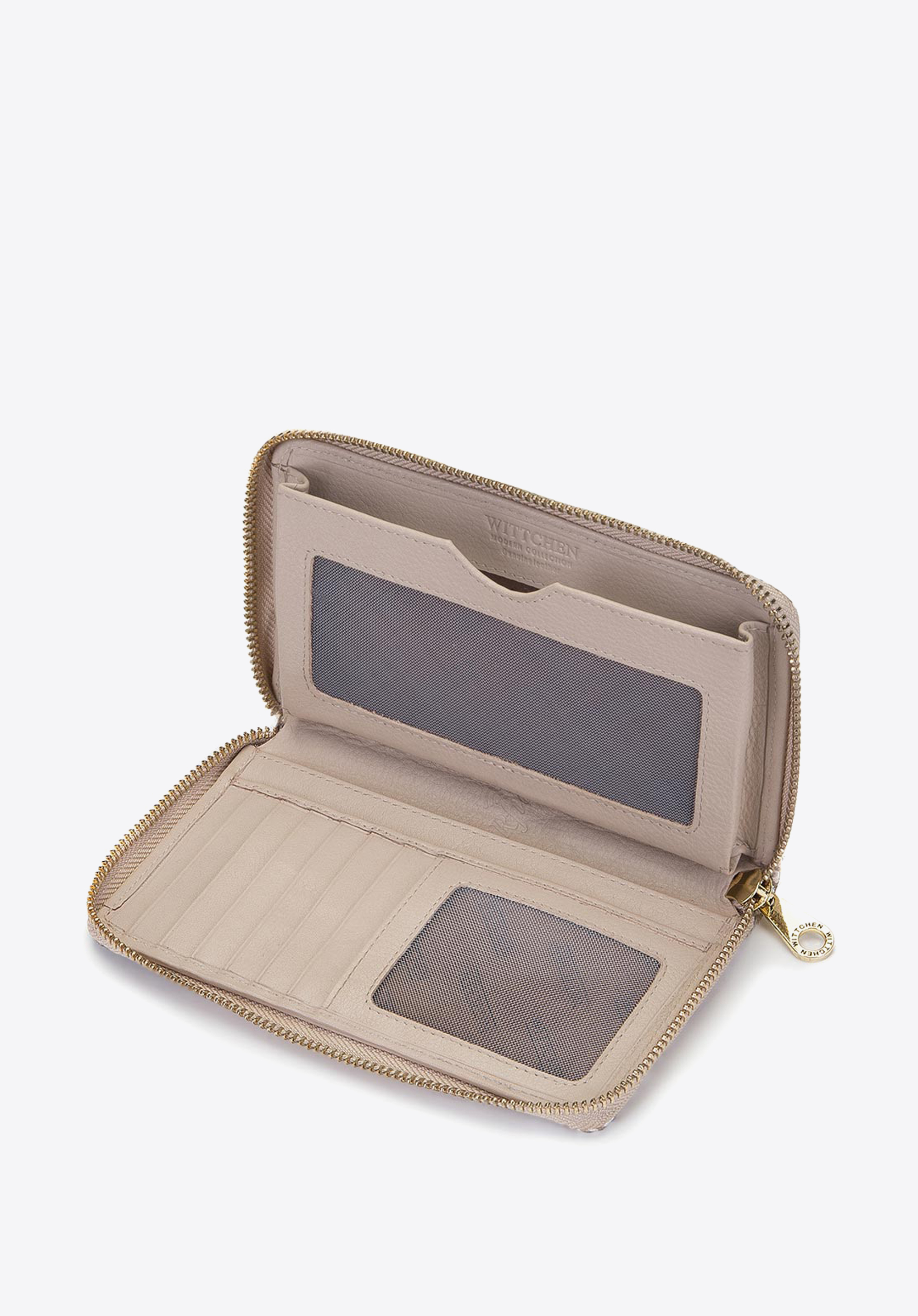 Damengeldbörse aus echtem Leder, beige-braun, 26-1W-428-9P, Bild 1