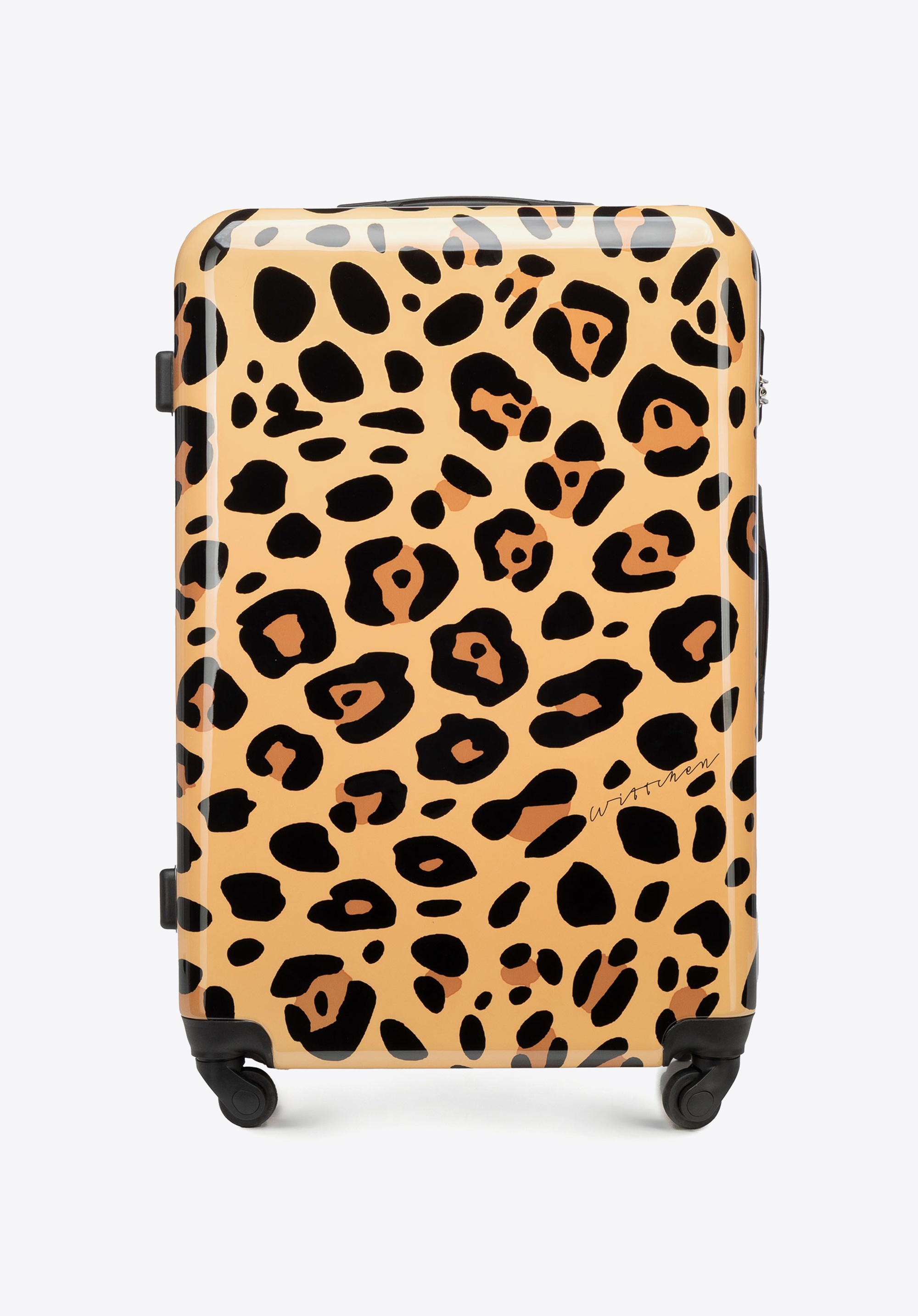 Großer ABS-Koffer mit Aufdruck, beige-braun, 56-3A-643-L, Bild 1