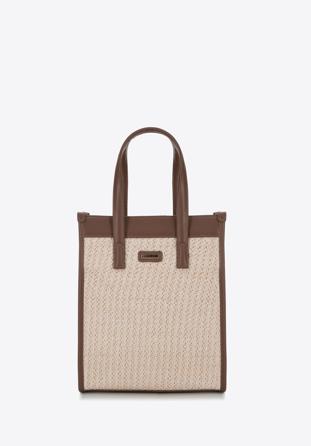 kleine Shopper-Tasche mit Geflechtmuster, beige-braun, 94-4Y-502-5, Bild 1