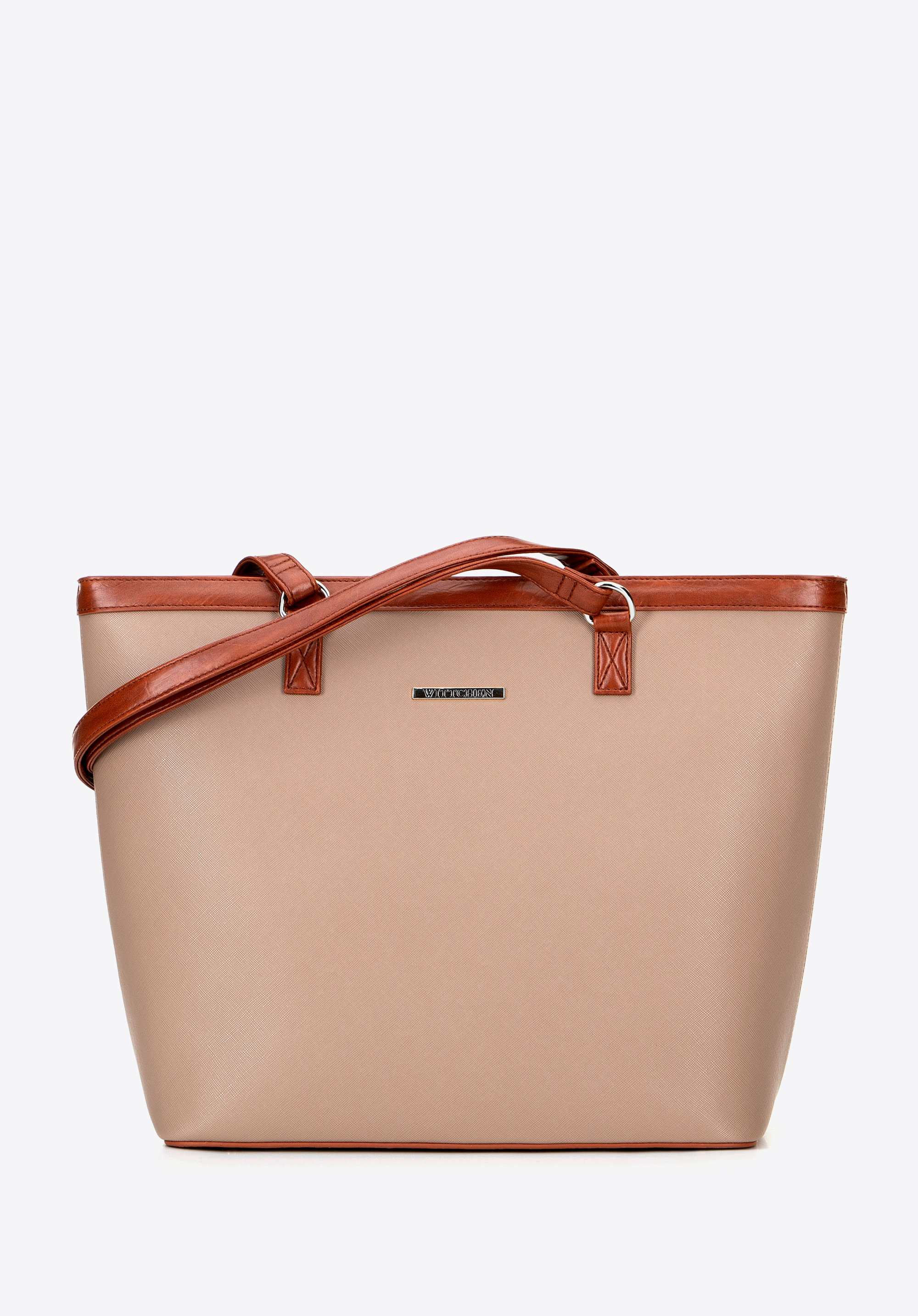 Shopper aus Öko Leder für Damen, beige-braun, 100-4Y-006-9G, Bild 1