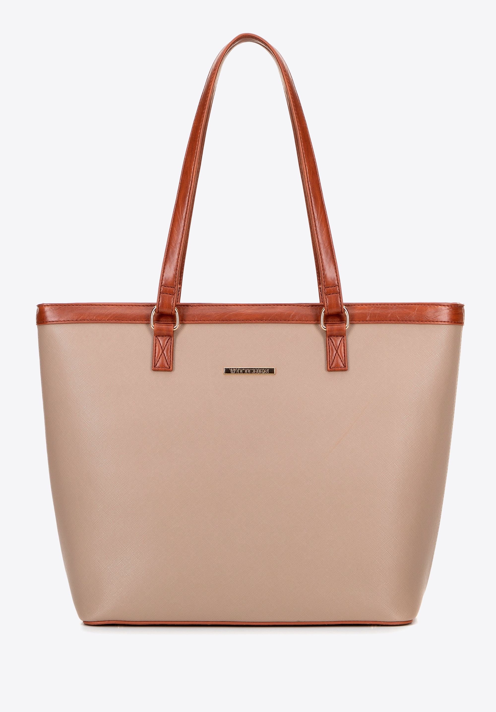 Shopper aus Öko Leder für Damen beige-braun