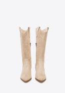 Cowboystiefel aus Wildleder mit Stickereien und spitzer Schuhkappe, beige, 94-D-805-9-40, Bild 3