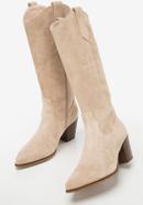 Cowboystiefel aus Wildleder mit Stickereien und spitzer Schuhkappe, beige, 94-D-805-9-40, Bild 6