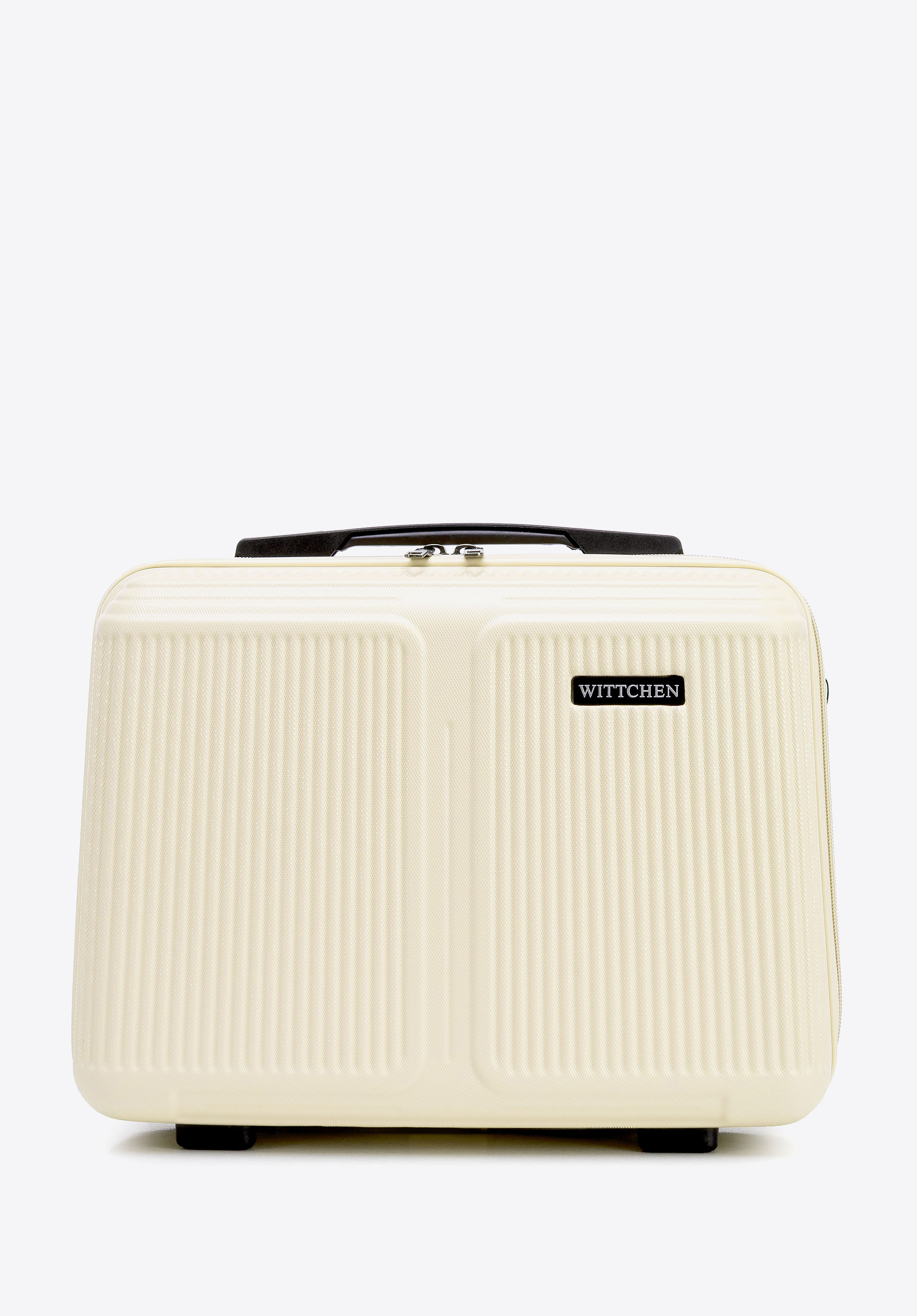 Gestreifte Kosmetiktasche aus ABS, Creme, 56-3A-604-89, Bild 1