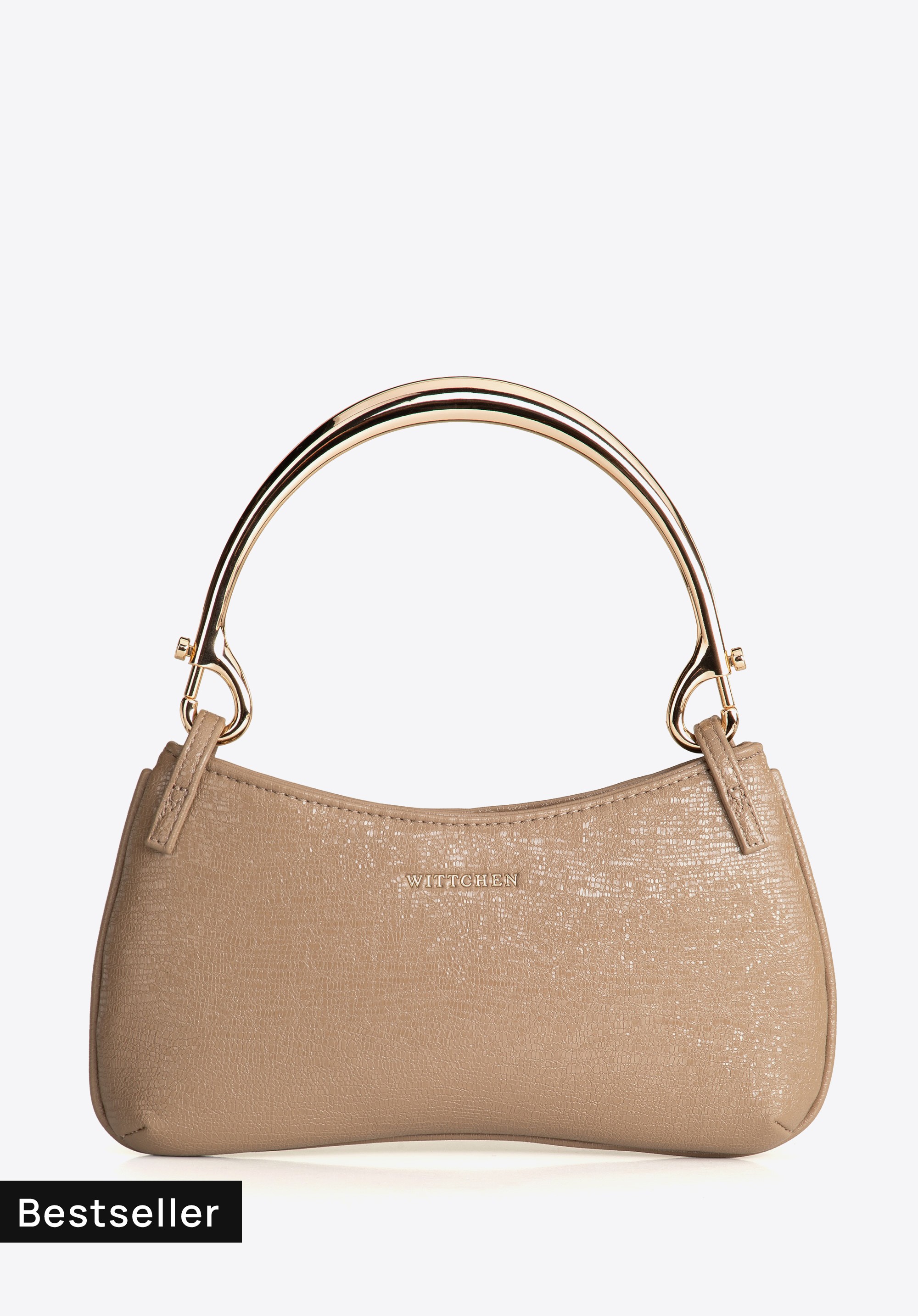 Damen-Baguette-Tasche mit dekorativem Henkel, beige, 104-4Y-501-99, Bild 1