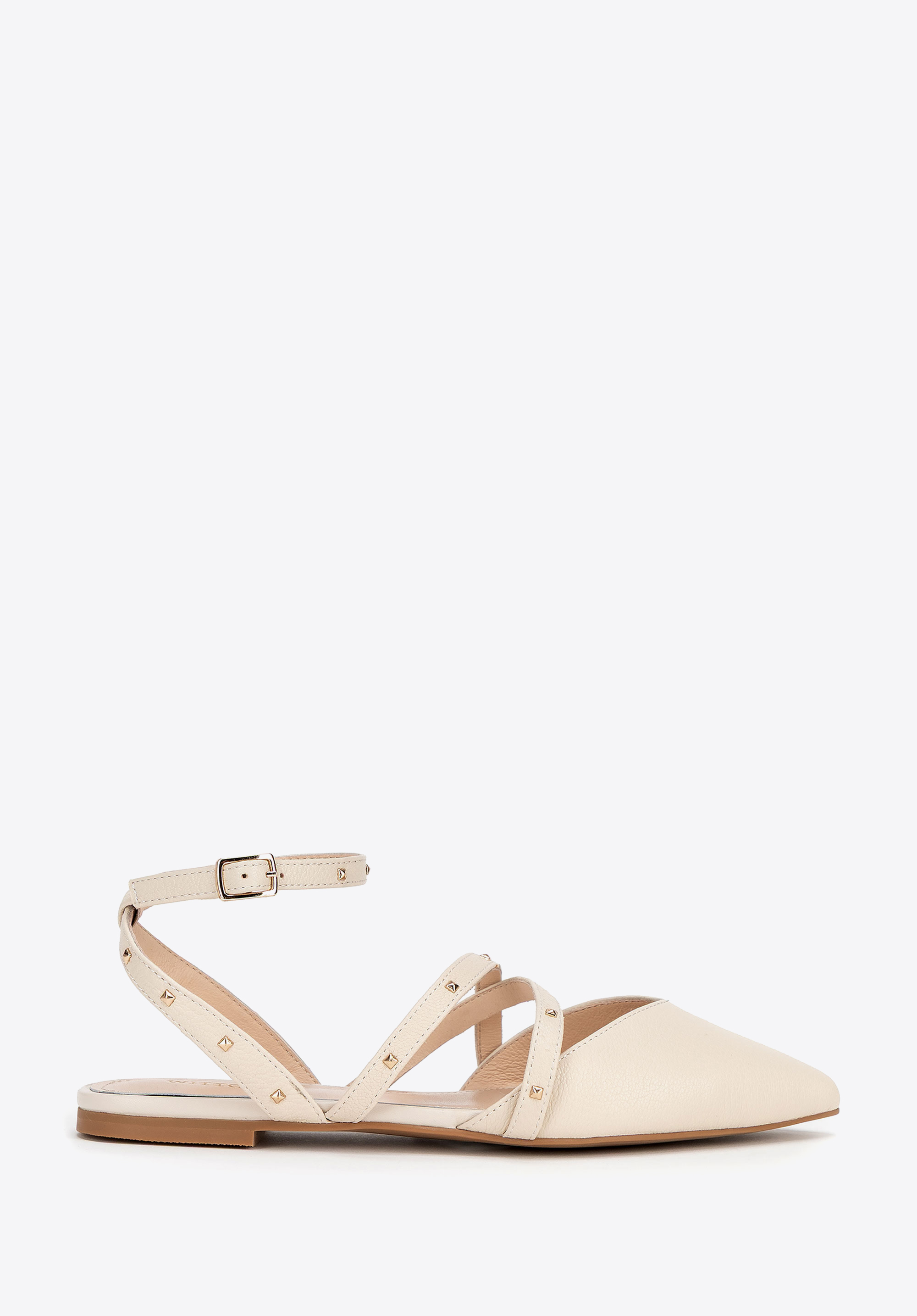 Damen-Ballerinas aus Leder mit Metallic-Akzenten, beige, 100-D-502-9-38, Bild 1