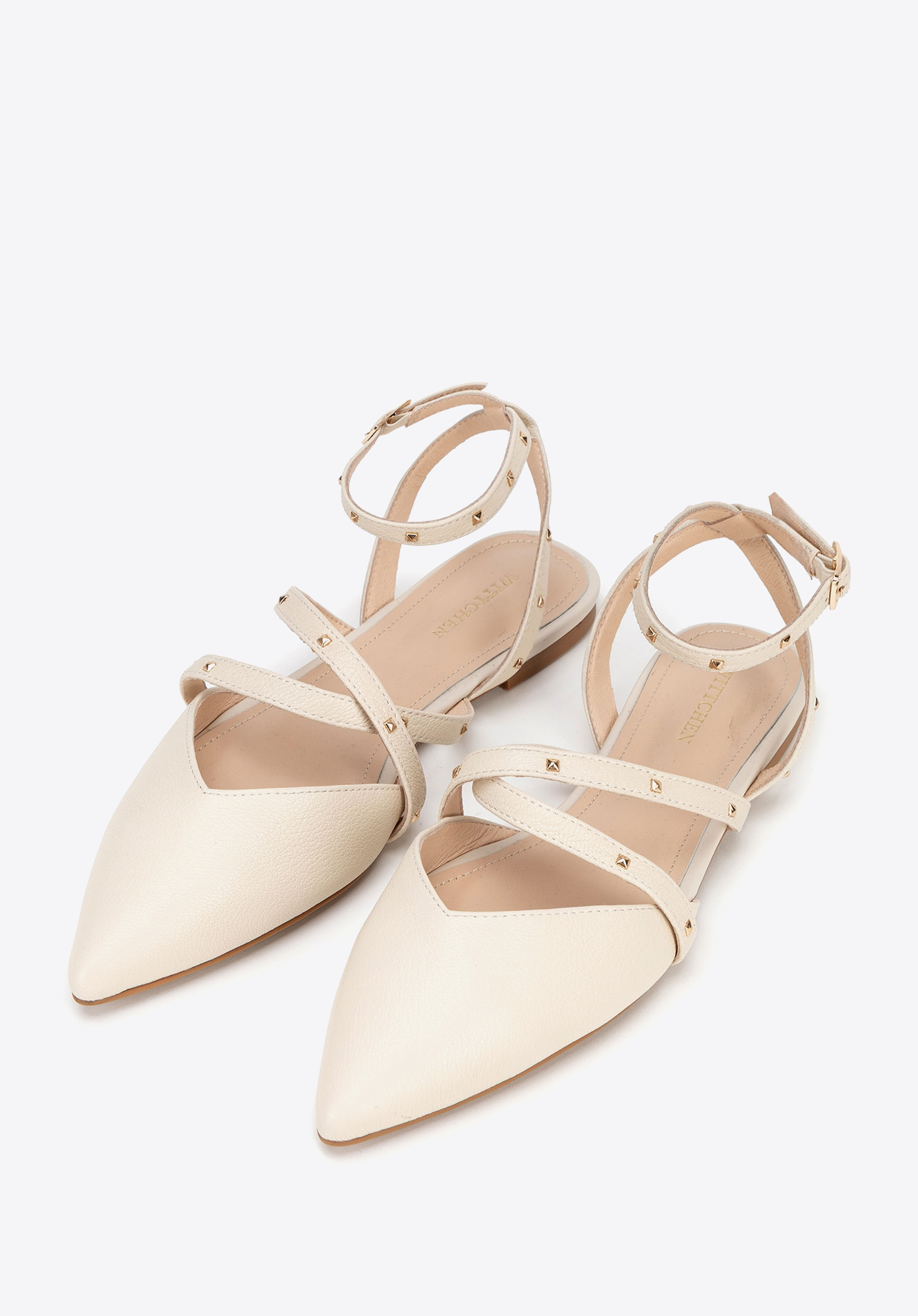 Damen-Ballerinas aus Leder mit Metallic-Akzenten, beige, 100-D-502-9-38, Bild 1