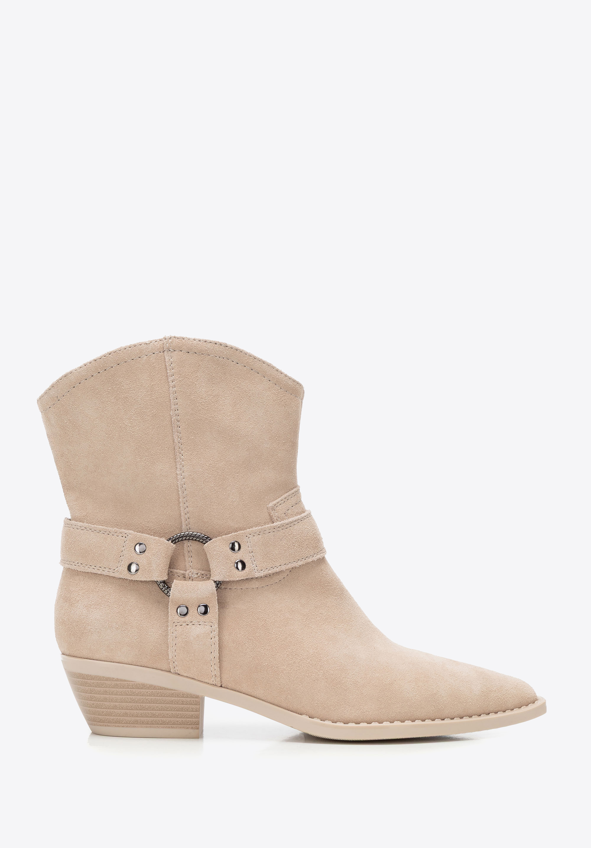 Damen-Cowboystiefel aus Wildleder in Knöchelhöhe, beige, 101-D-961-9-40, Bild 1