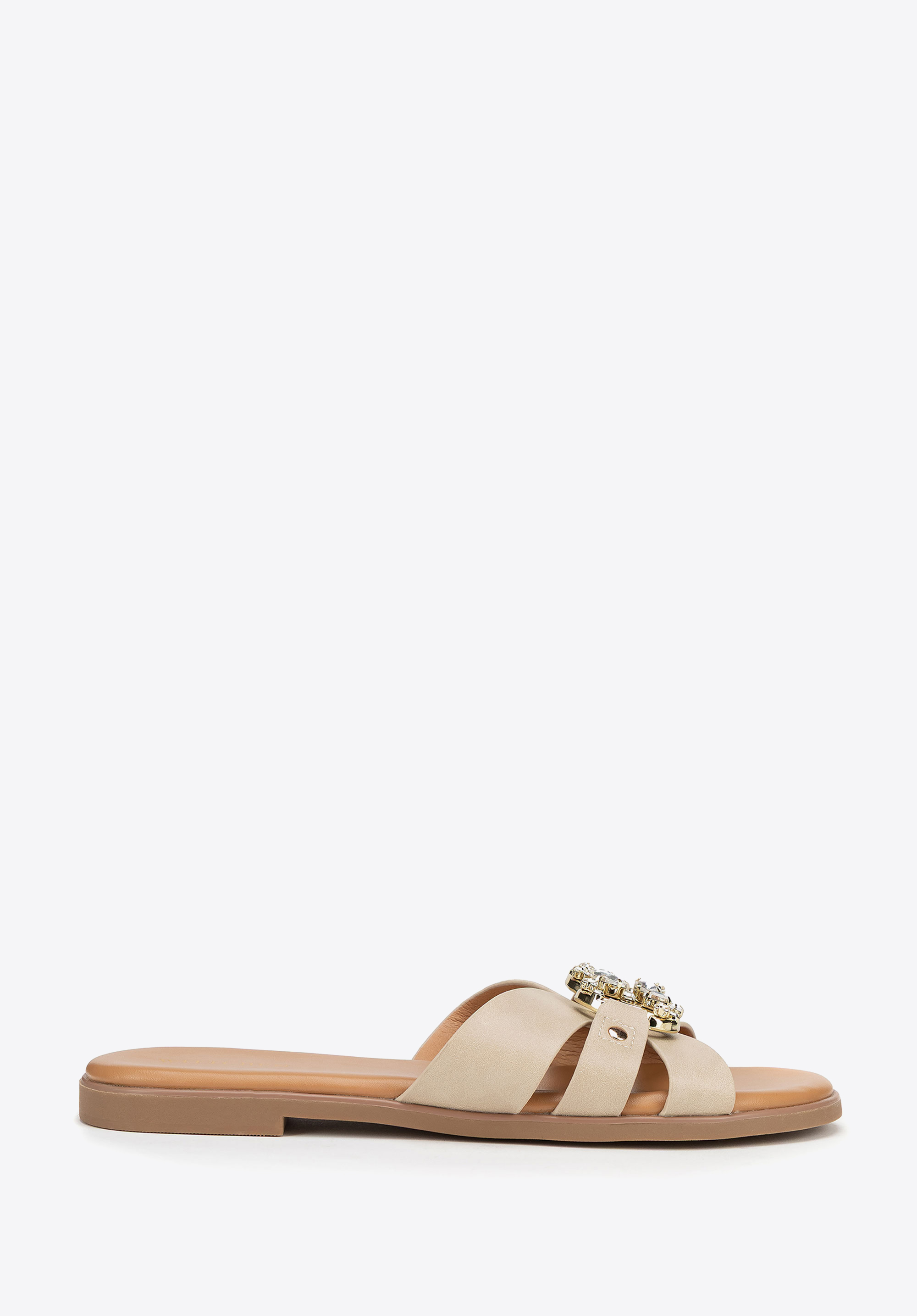 Damen-Flip-Flops aus Öko-Leder, beige, 100-DP-205-9-36, Bild 1