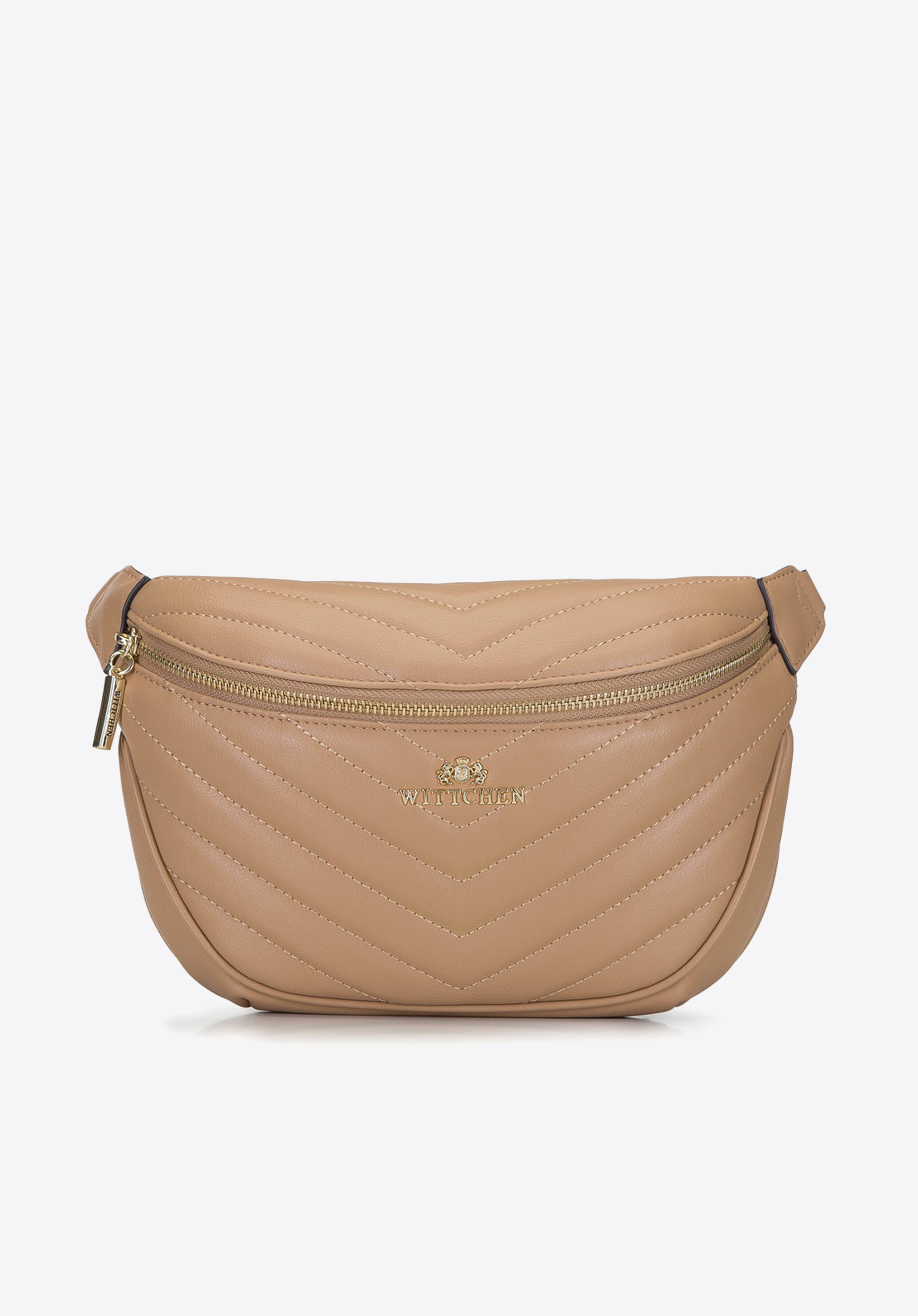 Damen-Gürteltasche aus Echtleder mit Steppung, beige, 92-4E-656-9, Bild 1