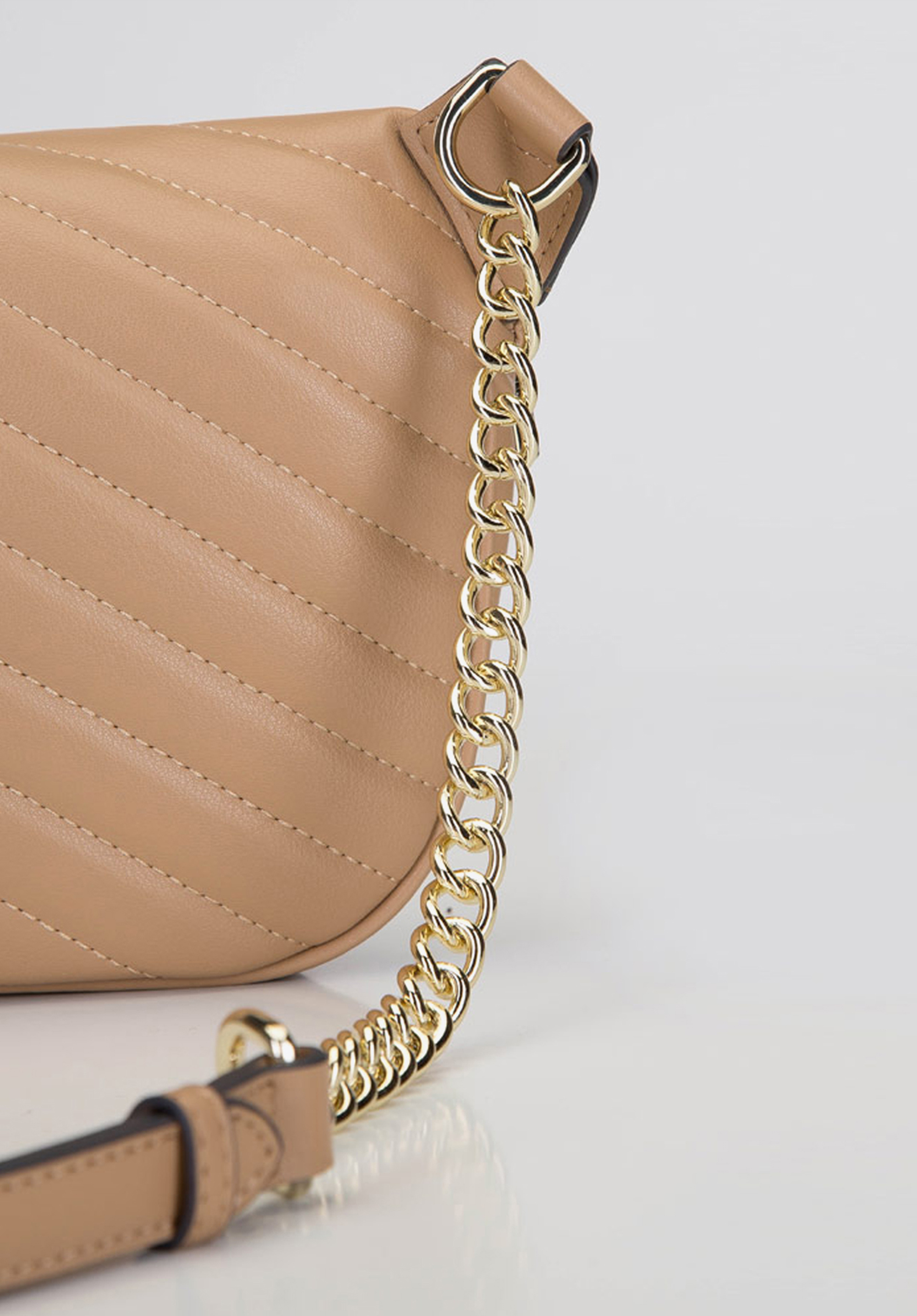 Damen-Gürteltasche aus Echtleder mit Steppung, beige, 92-4E-656-9, Bild 1