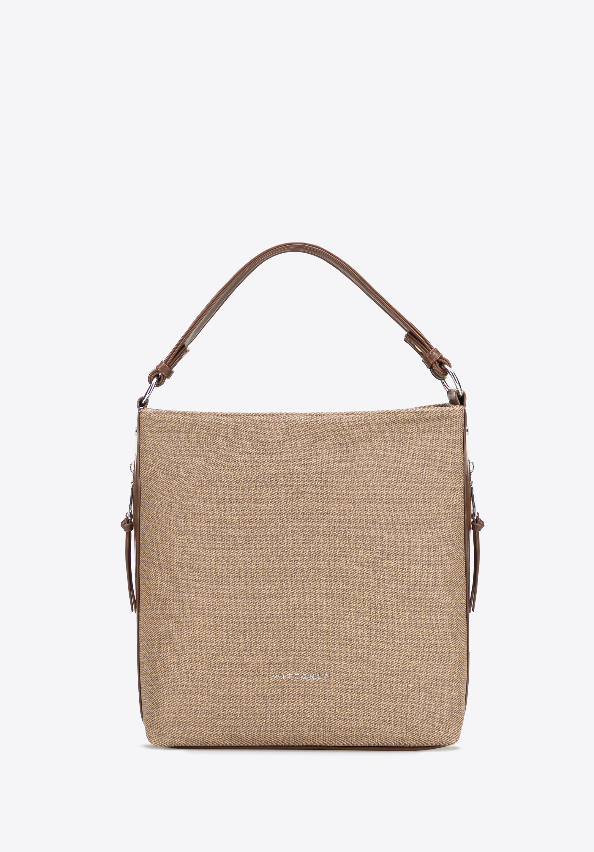 Damen-Umhängetasche mit Griff aus Kunstleder, beige, 101-4Y-715-9, Bild 1