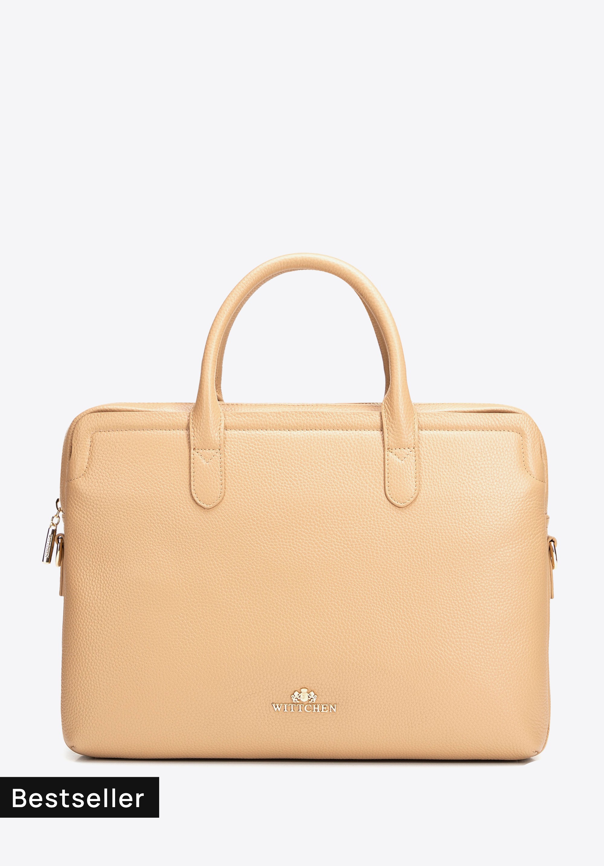 Damen-Laptoptasche 15,6" aus genarbtem Naturleder gelb