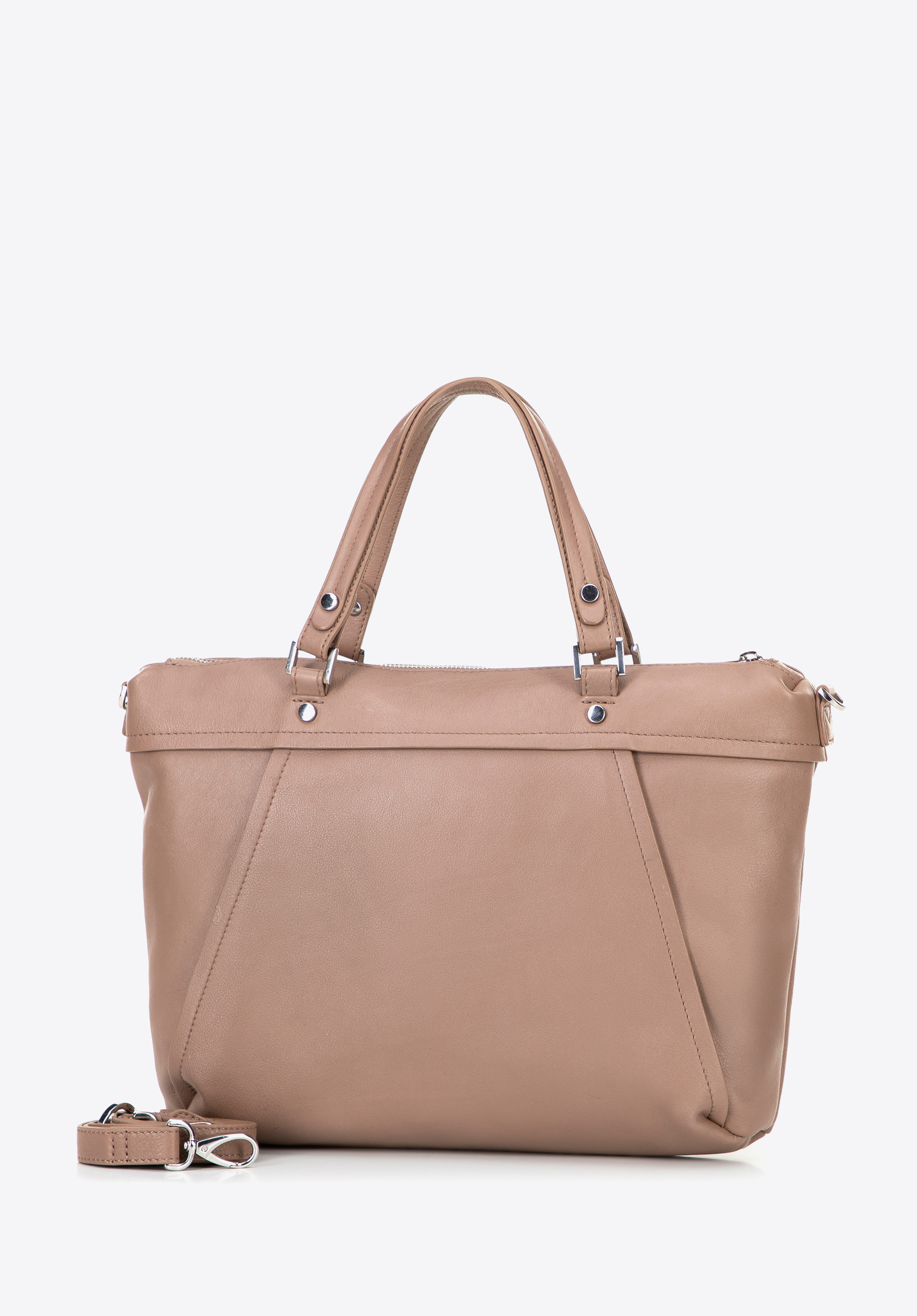 Damen Leder Shopper Tasche, beige, 100-4E-802-9, Bild 1