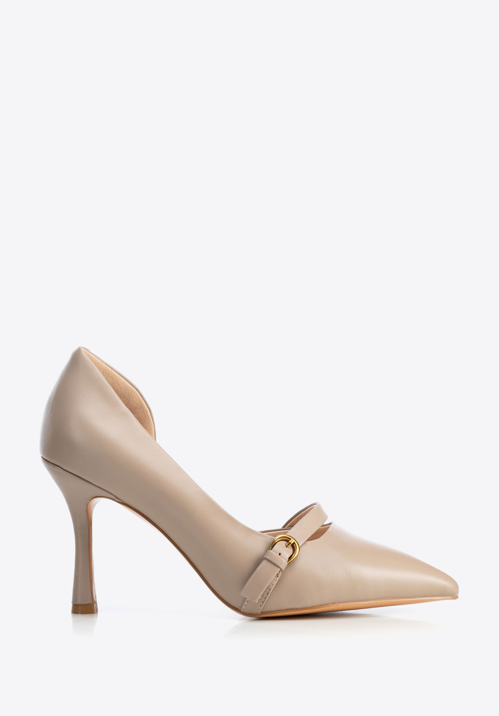 Damen Lederpumps mit Riemen, beige, 100-D-510-9-40, Bild 1