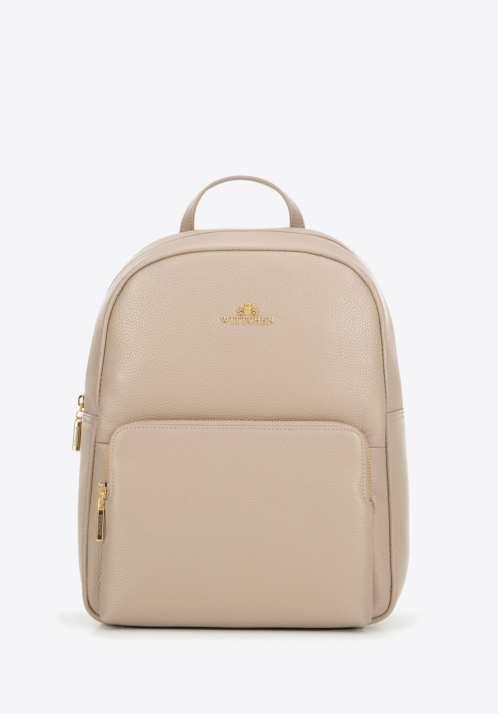 Damen-Lederrucksack mit Fronttasche, beige, 100-4E-608-9, Bild 1