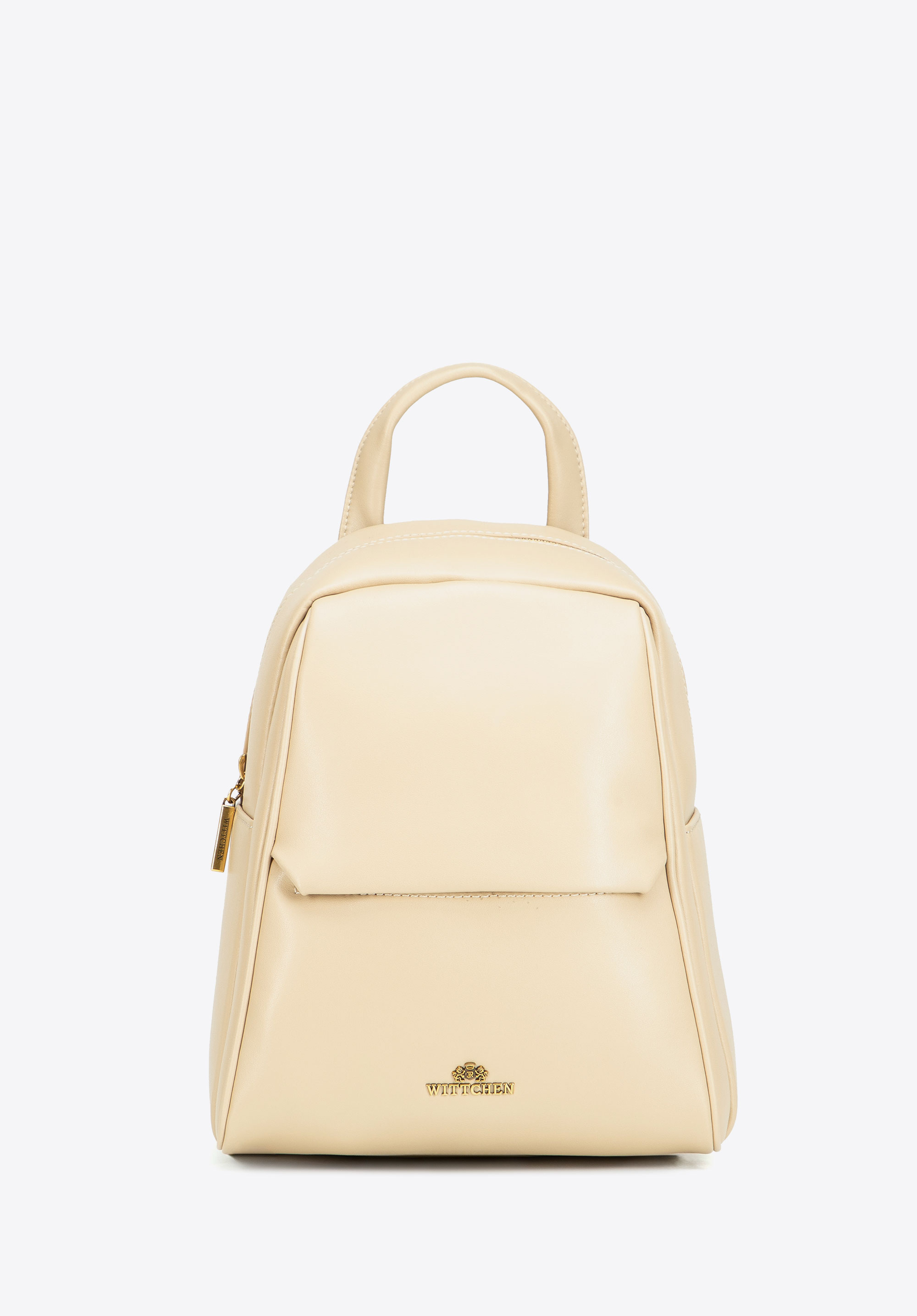 Damen-Lederrucksack mit Vordertasche, beige, 103-4E-210-9, Bild 1
