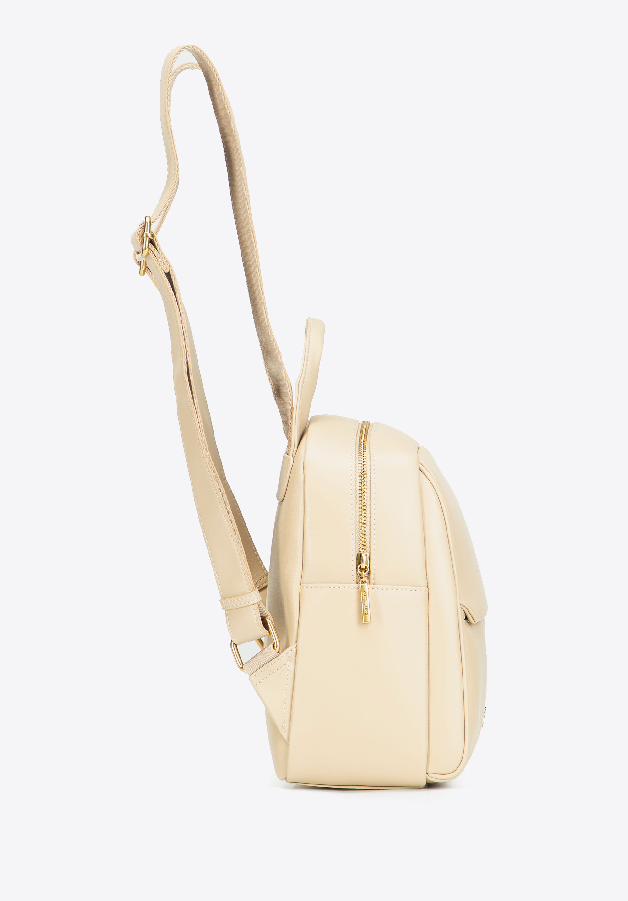 Damen-Lederrucksack mit Vordertasche, beige, 103-4E-210-9, Bild 1