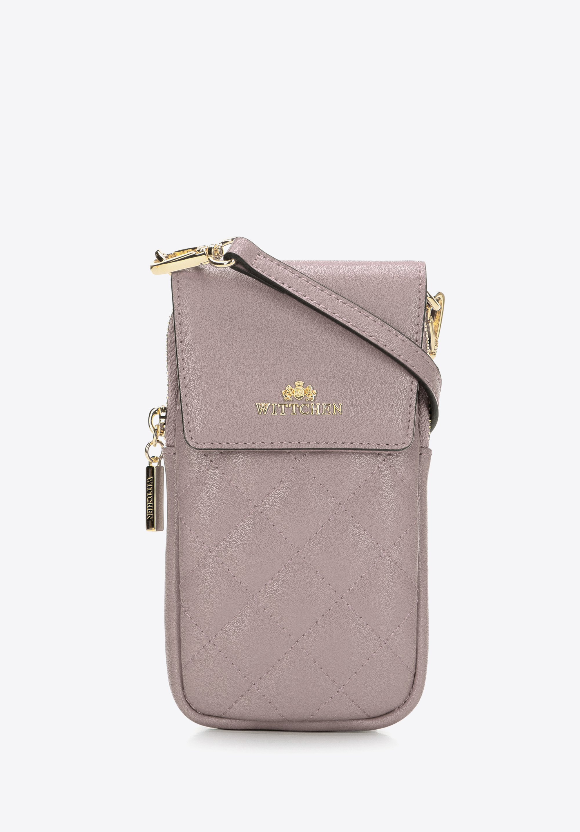 Mini-Tasche für Damen  aus gestepptem Leder, beige, 97-2E-611-9, Bild 1