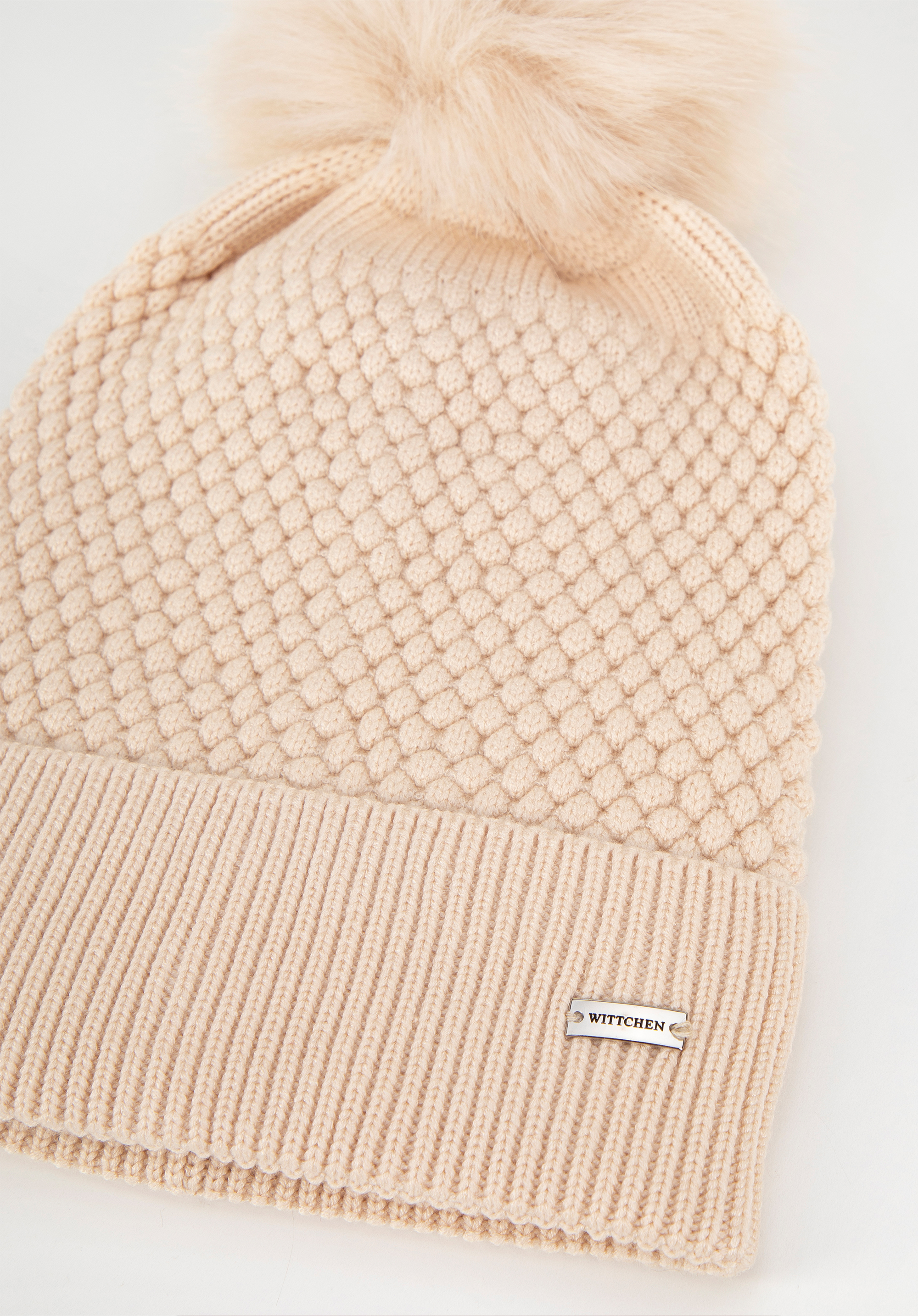 Damen-Mütze aus Viskosemischgewebe, beige, 99-HF-005-8, Bild 1