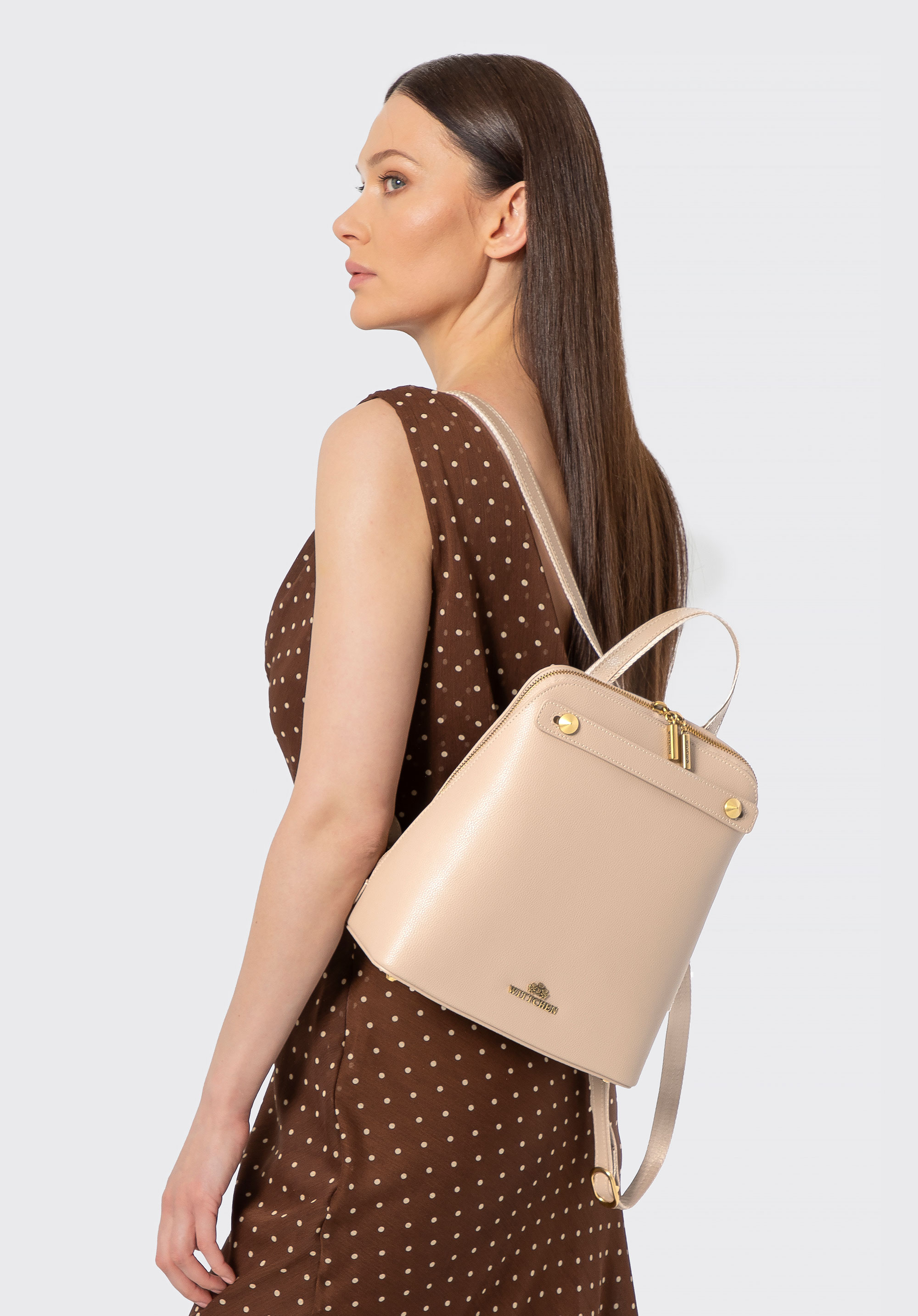 Damen-Rucksack aus Leder, beige, 100-4E-600-9, Bild 1