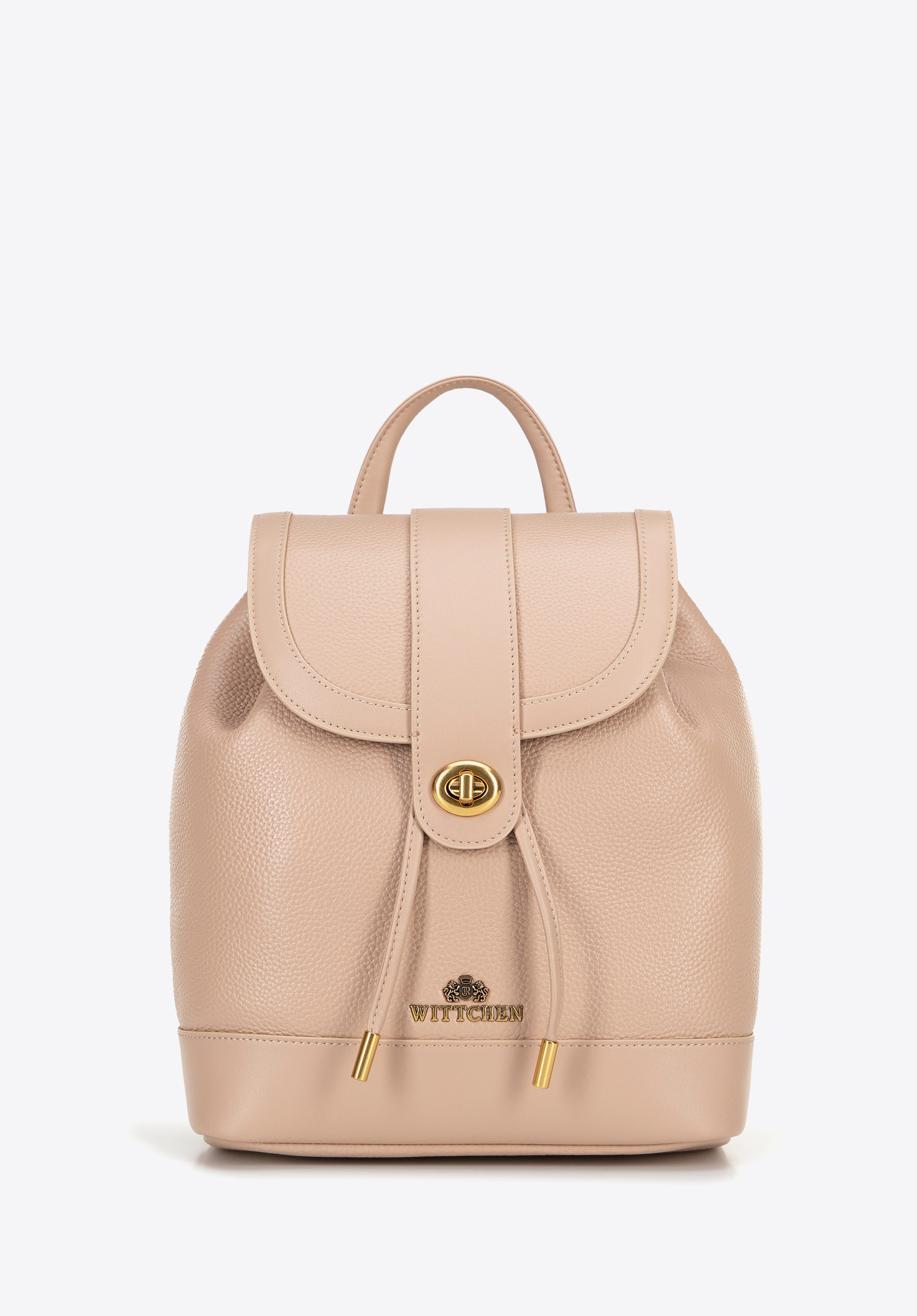 Damen-Rucksack aus Leder mit Kordelzug, beige, 100-4E-224-9, Bild 1