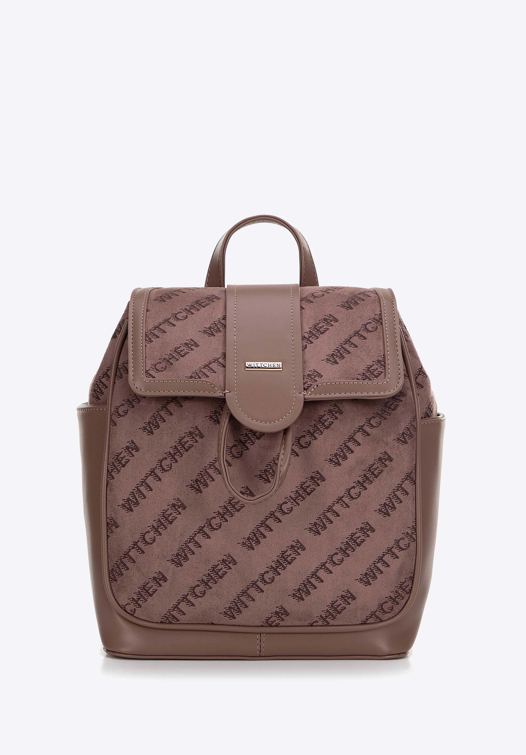 Damen-Rucksack aus Öko-Leder mit Stoffeinsatz, beige, 99-4Y-519-9, Bild 1