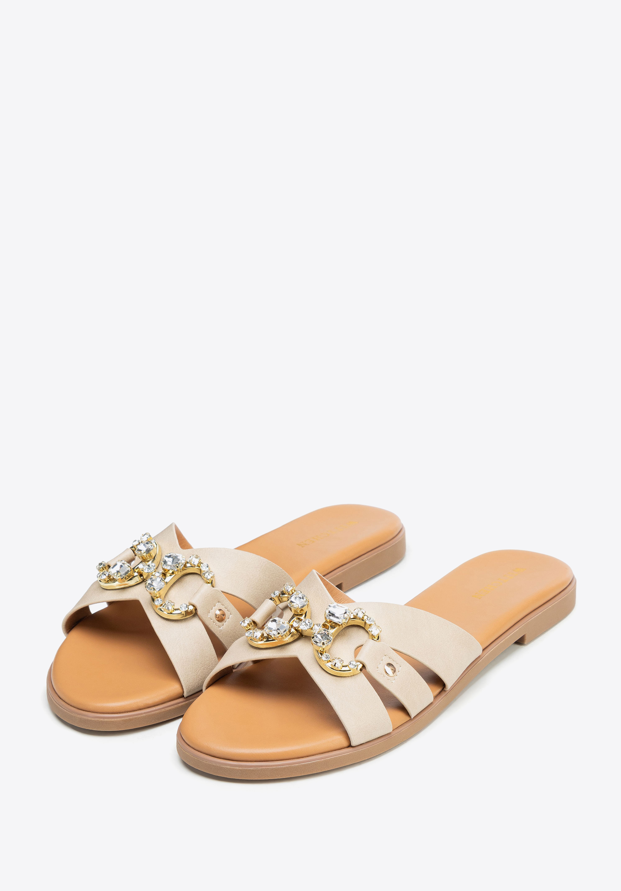 Damen-Flip-Flops aus Öko-Leder, beige, 100-DP-205-9-40, Bild 1