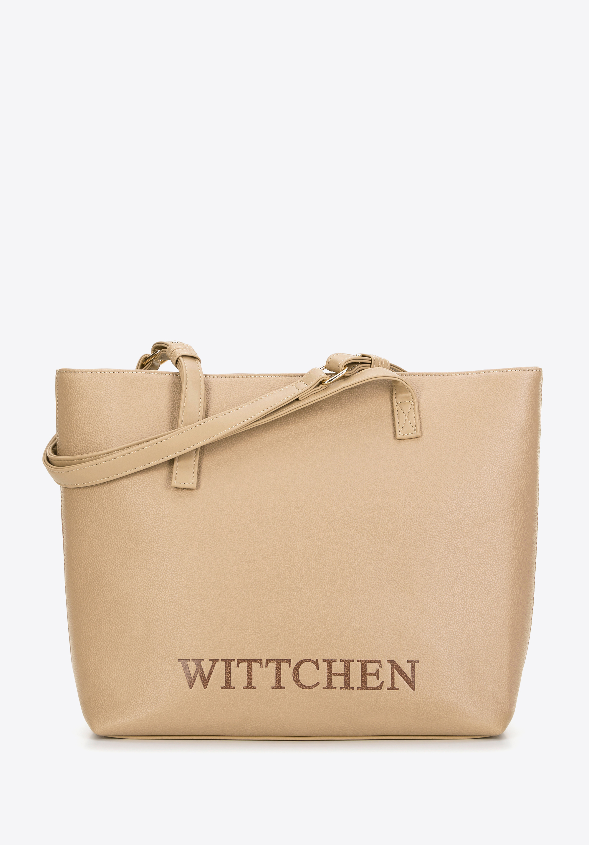 Damen-Shopper mit Logo-Prägung, beige, 99-4Y-436-9, Bild 1