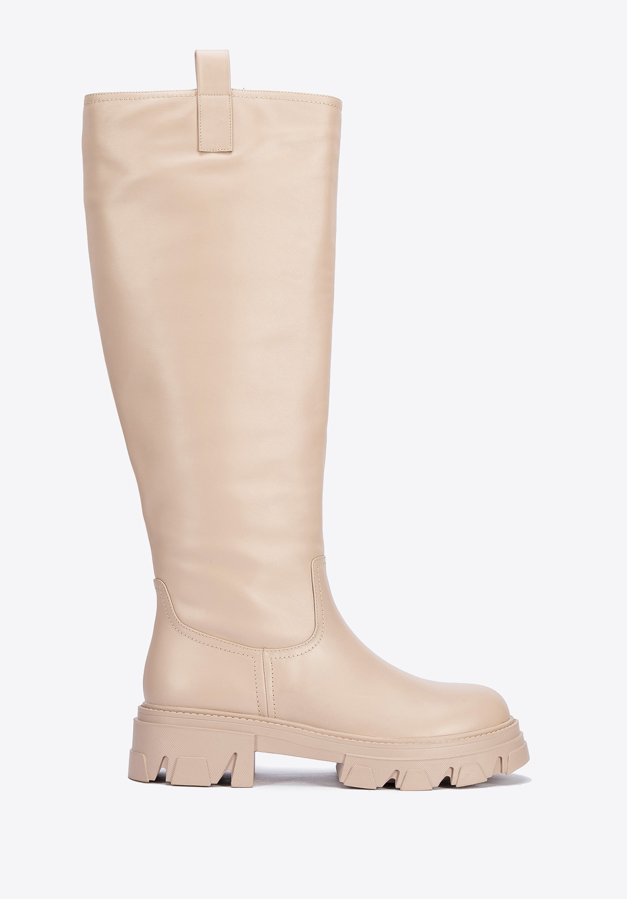 Damen-Stiefel aus Leder mit dicker Sohle, beige, 95-D-511-9-35, Bild 1