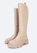 Damen-Stiefel aus Leder mit dicker Sohle, beige, 95-D-511-9-40, Bild 8